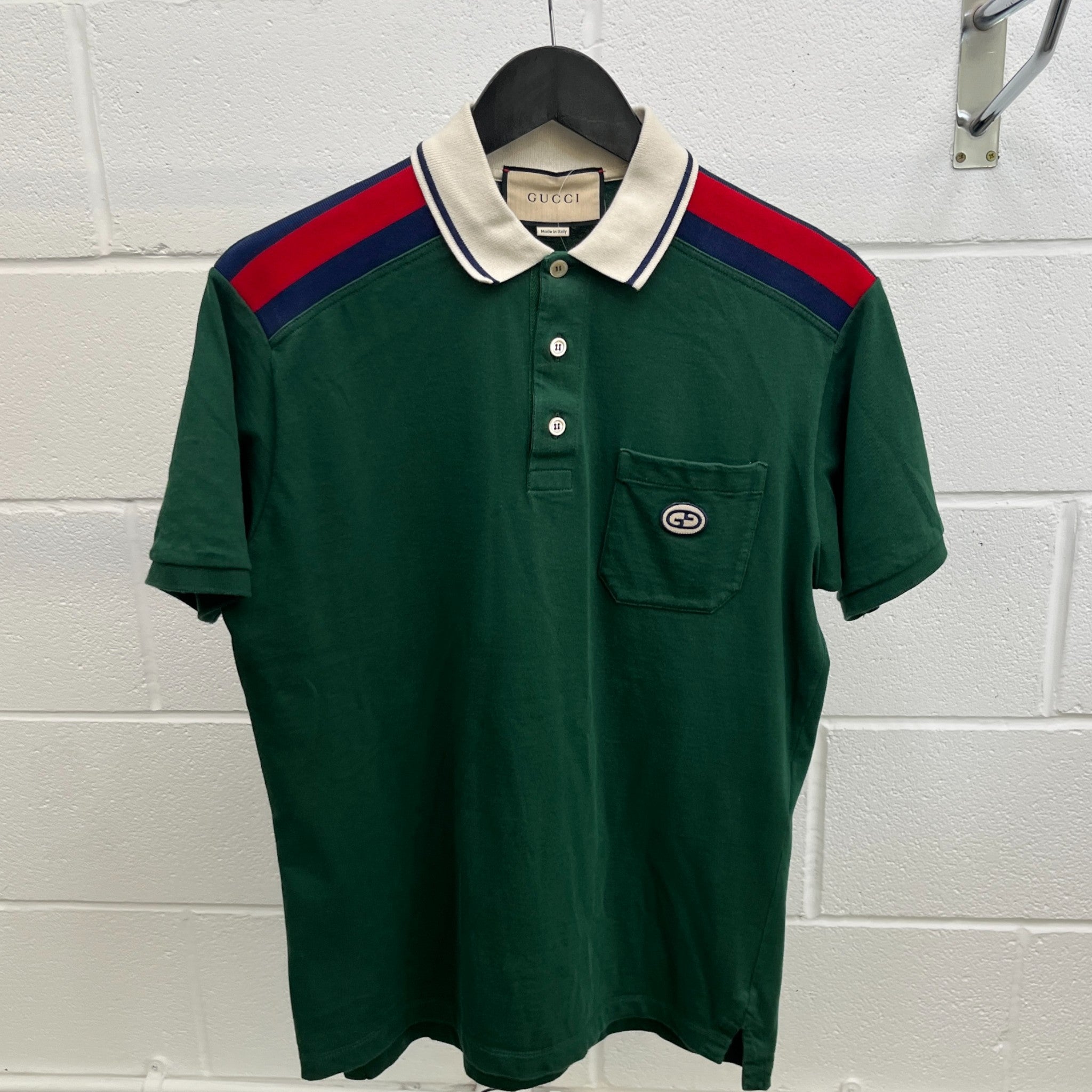 Men's Gg Pocket Logo Polo Shirt Green Size S