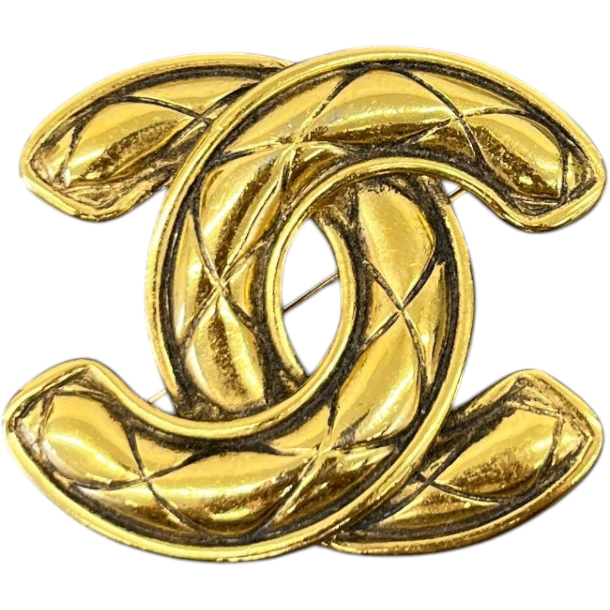 Women's Quilted Cc Brooch Gold