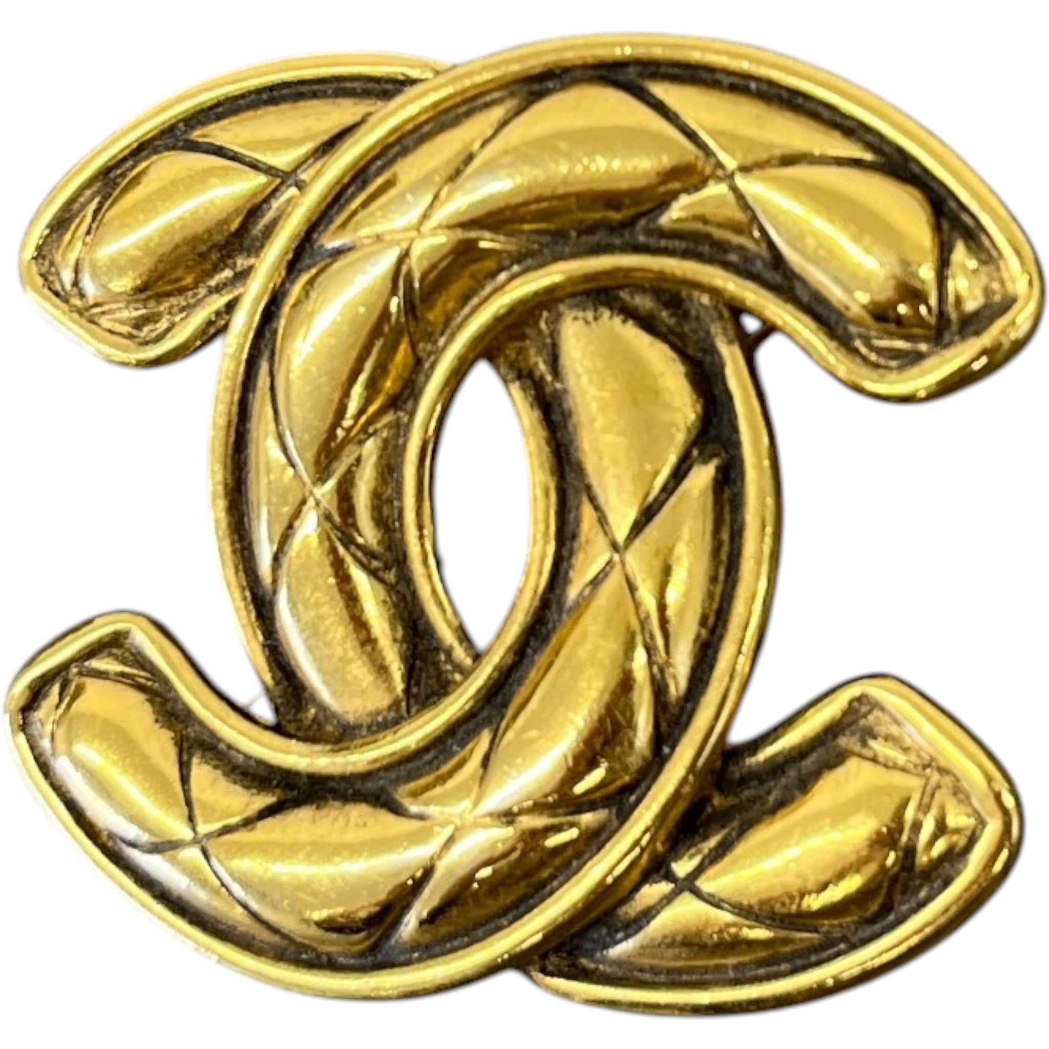 Women's Quilted Cc Brooch Gold