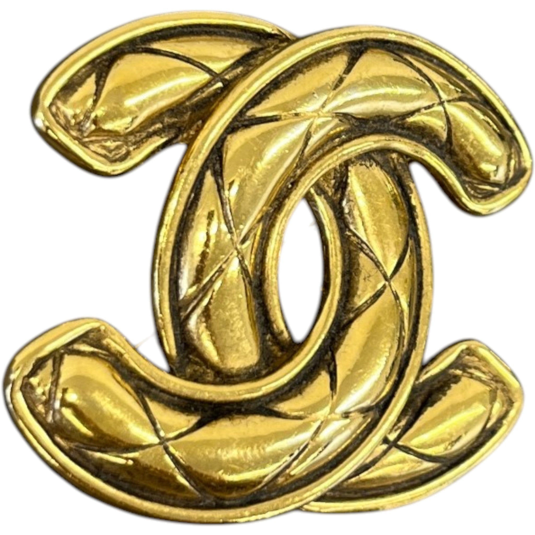 Women's Quilted Cc Brooch Gold