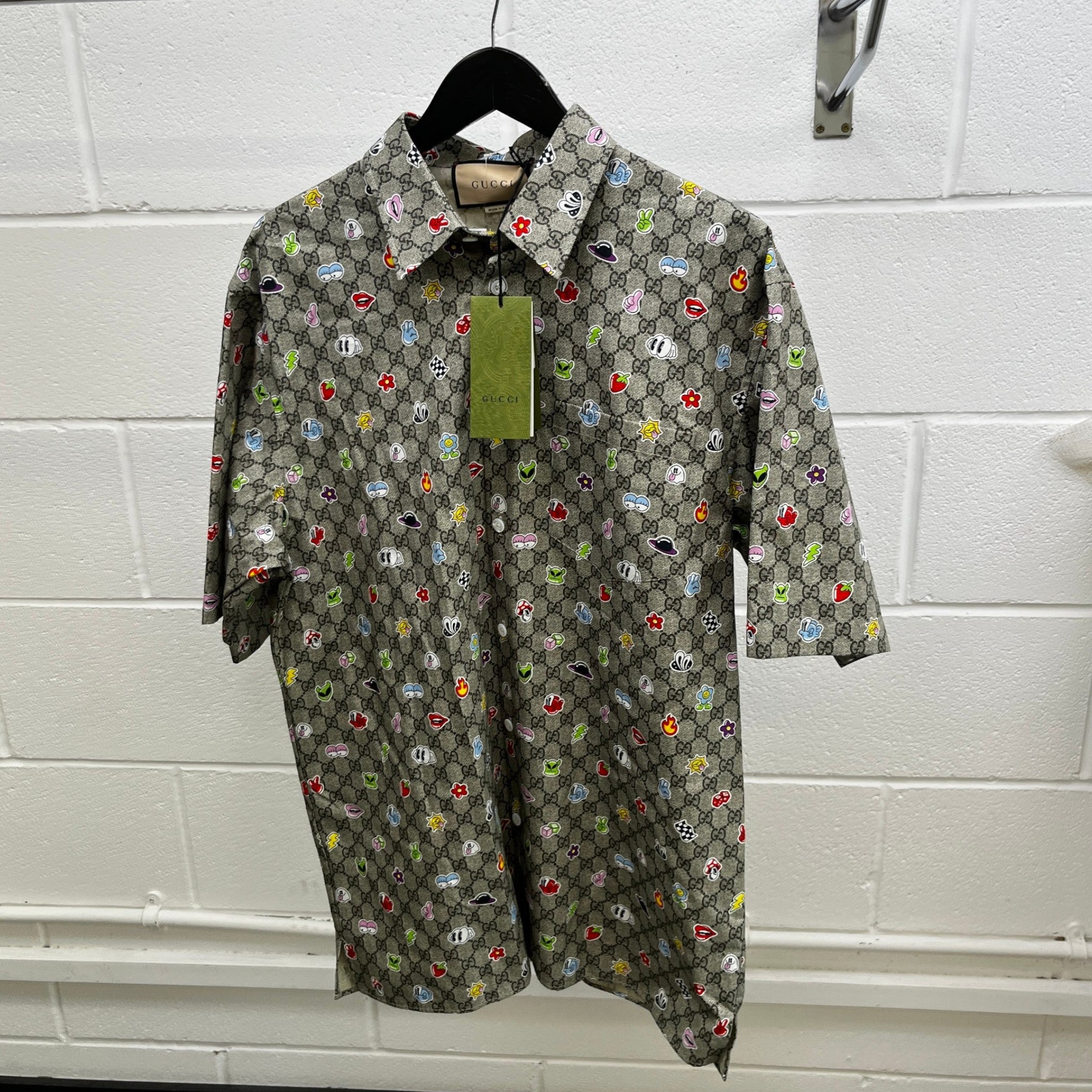 Men's Gg Supreme Shirt Beige Size IT 50 / UK L