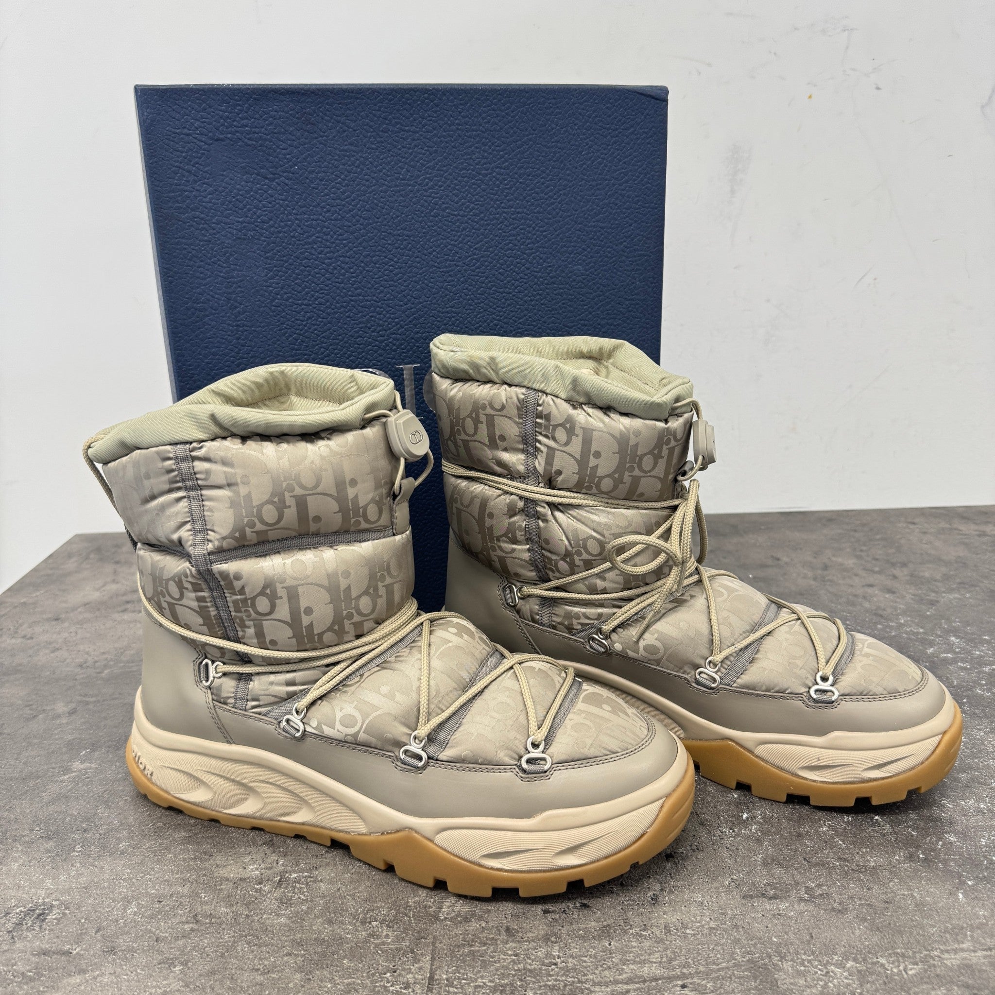 Men's Oblique Nylon Snow Boots Beige Size EU 43 / UK 9