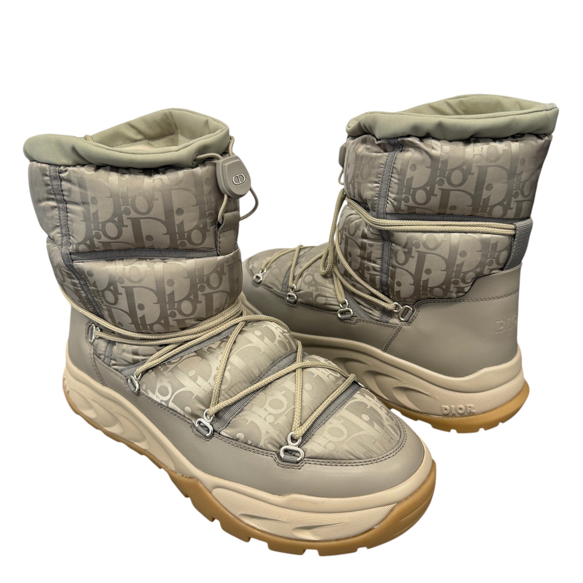 Men's Oblique Nylon Snow Boots Beige Size EU 43 / UK 9