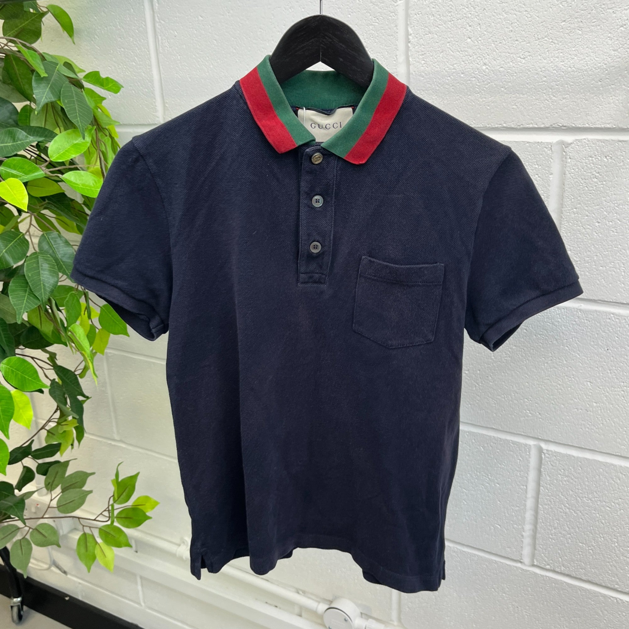 Men's Web Collar Polo Shirt Navy Size S