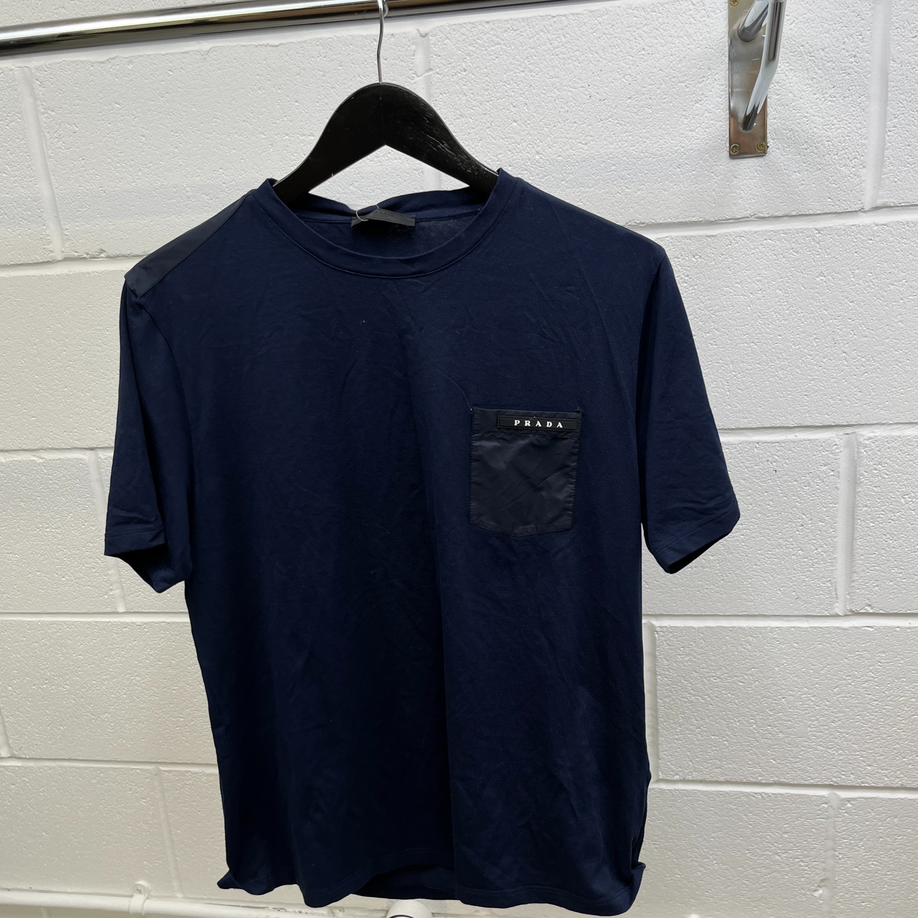Men's Nylon Pocket Logo T-Shirt Navy Size L