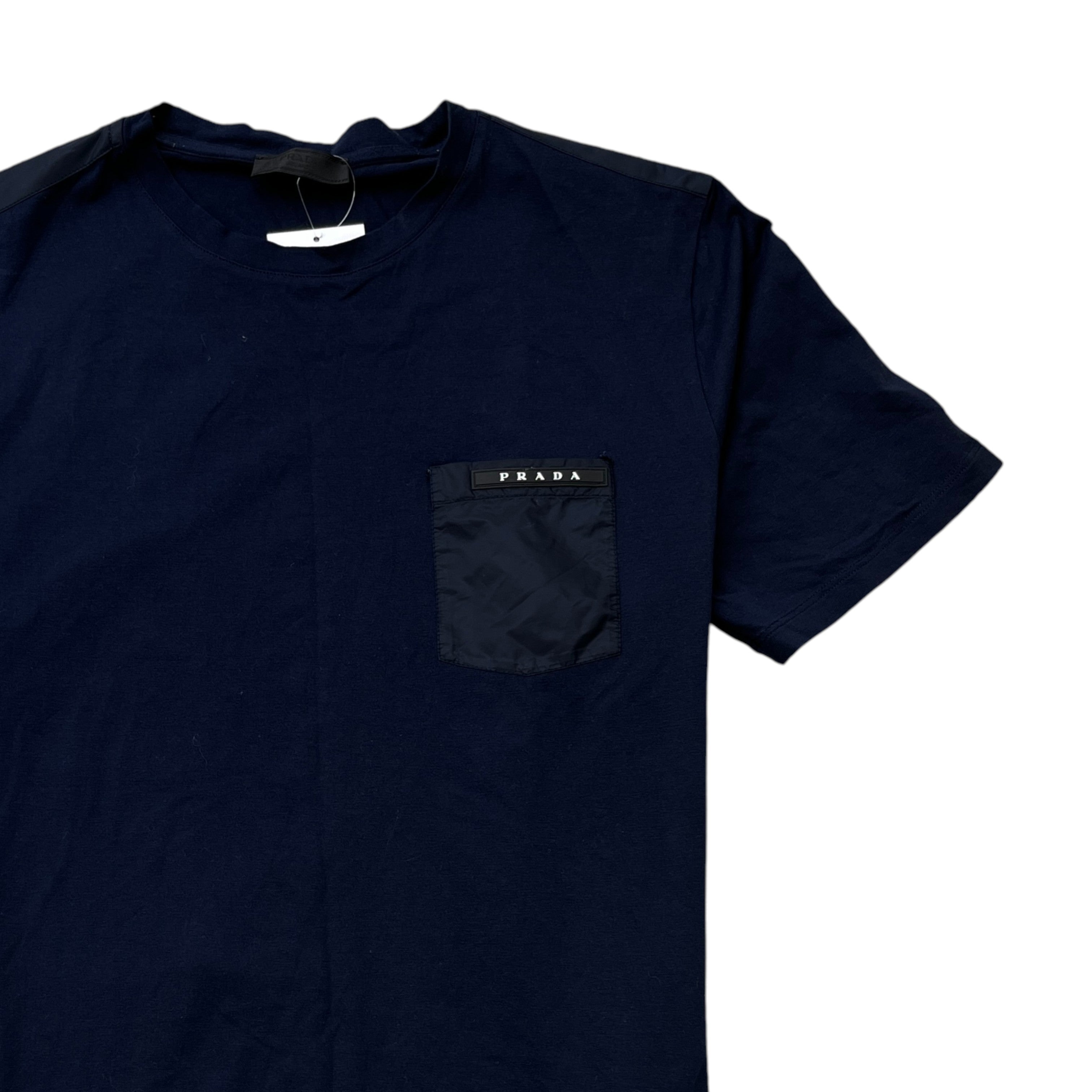 Men's Nylon Pocket Logo T-Shirt Navy Size L