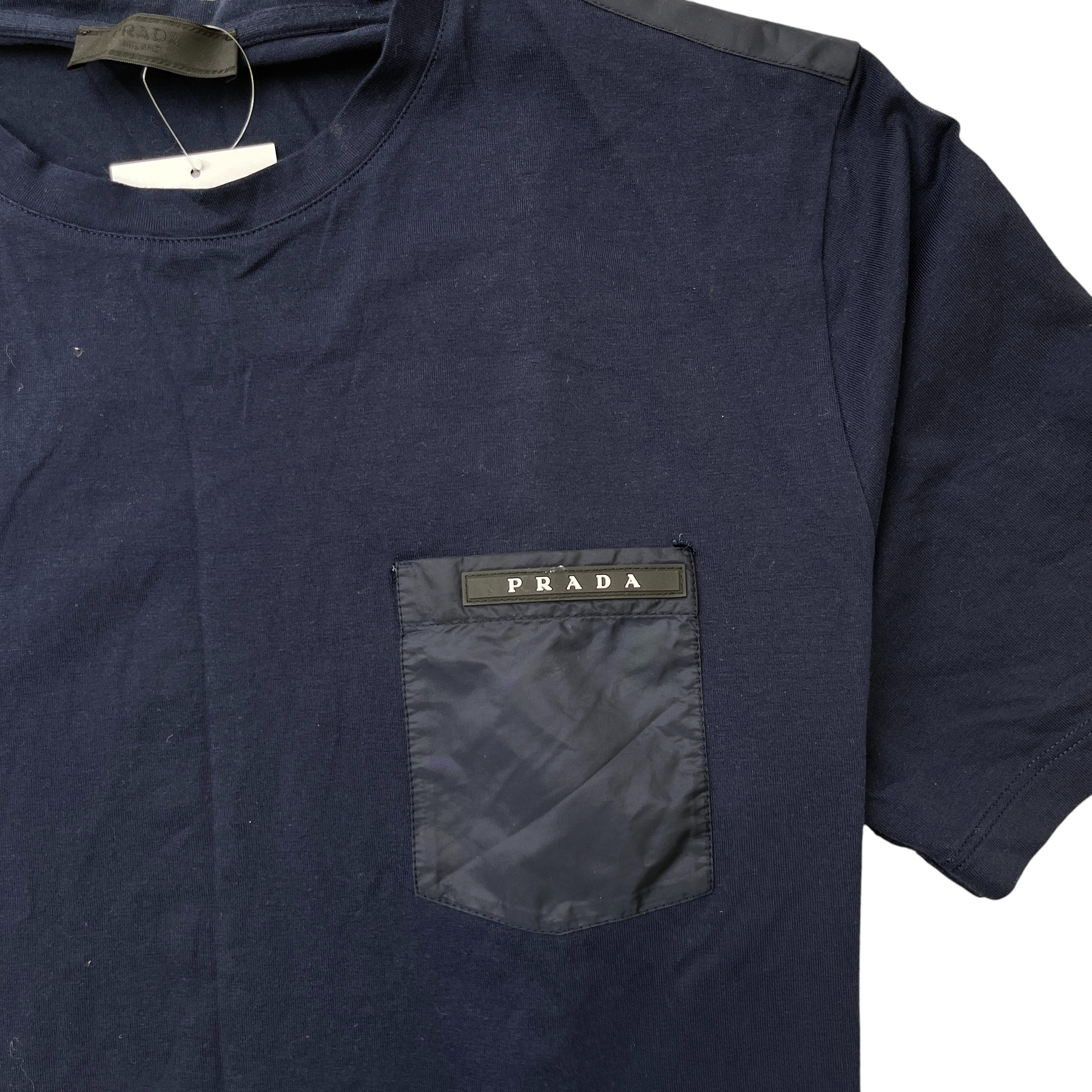 Men's Nylon Pocket Logo T-Shirt Navy Size L