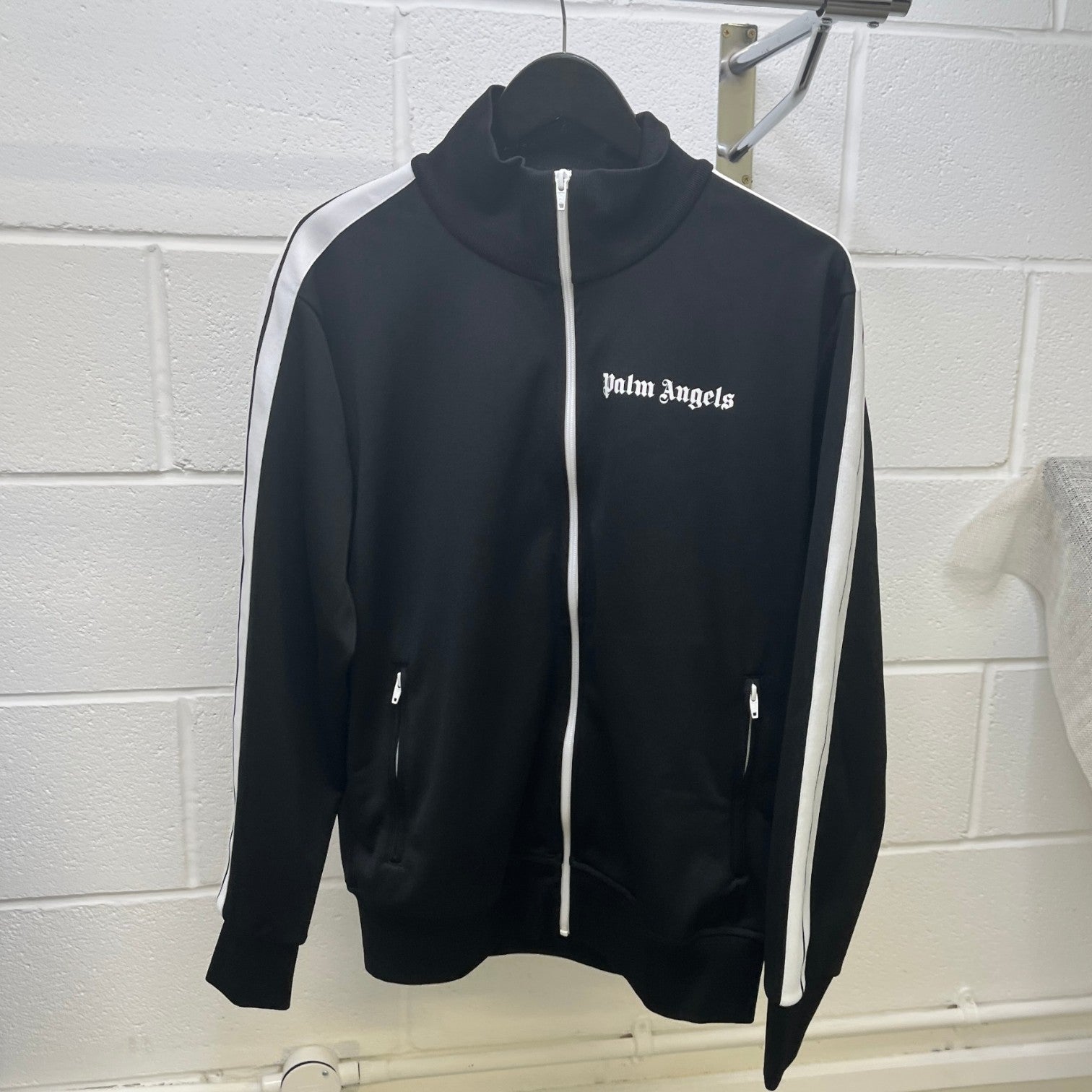 Men's Stripe Logo Track Jacket Black Size XL