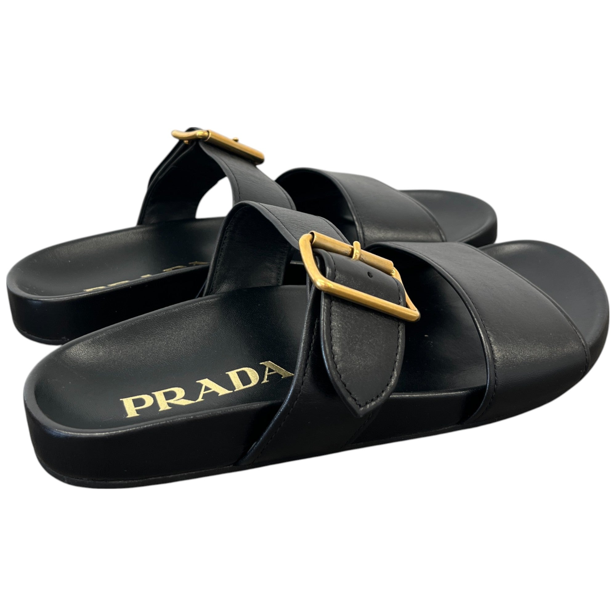 Women's Buckle Crossover Sandals Black Size EU 37.5 / UK 4.5