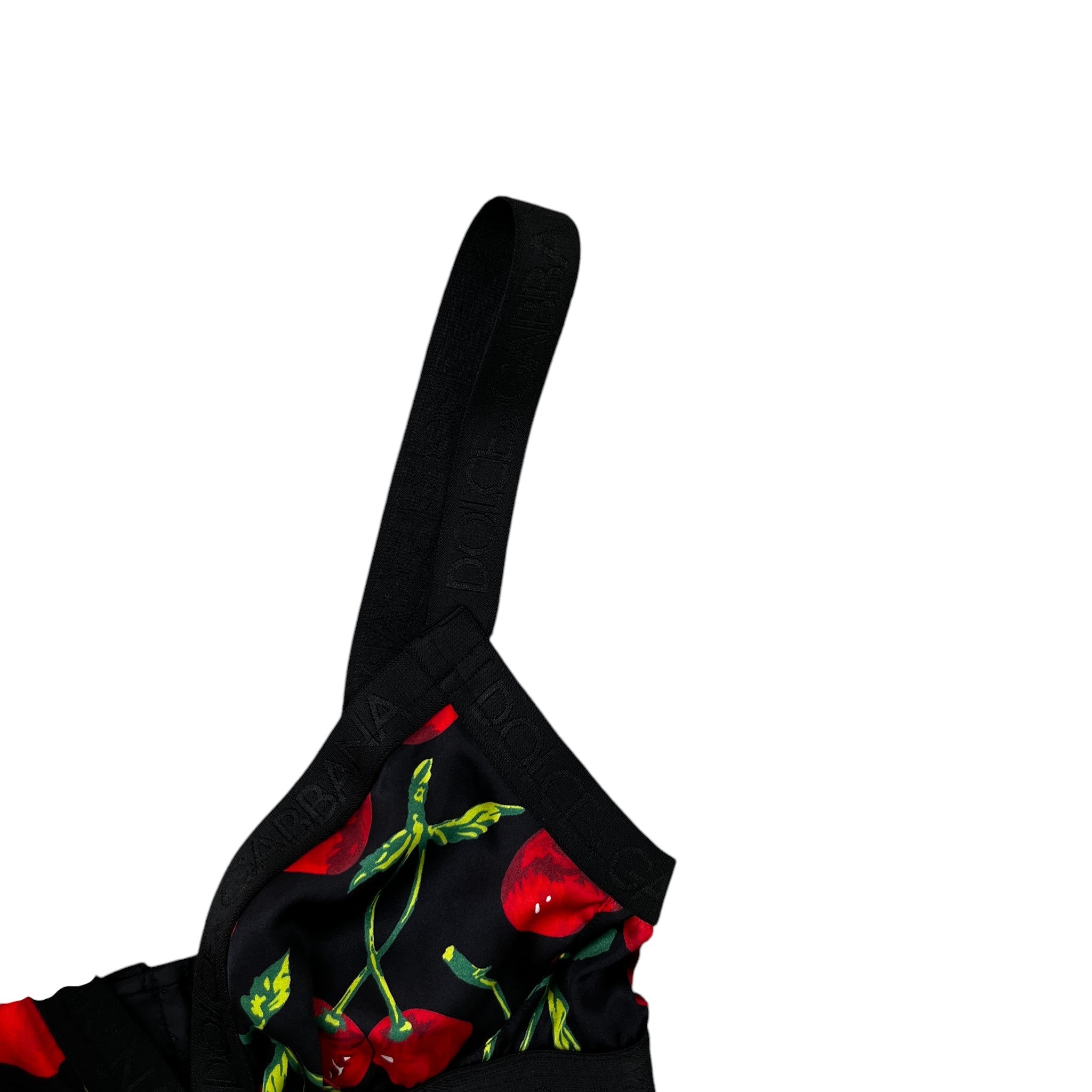 Women's Cherry Print Bralette Top Black Size S