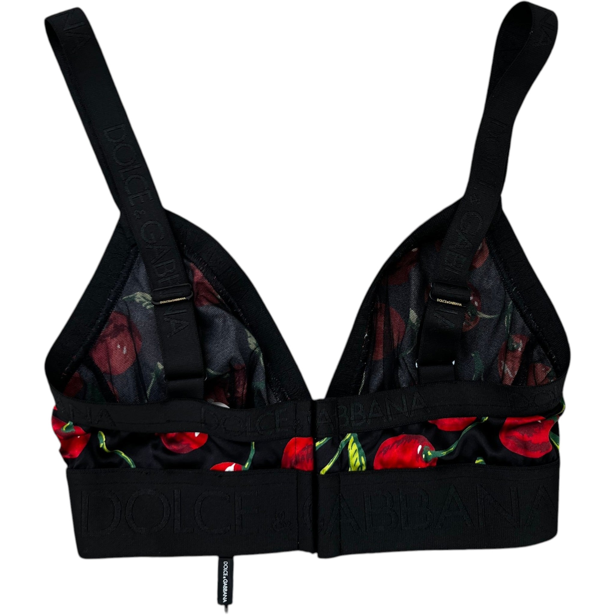 Women's Cherry Print Bralette Top Black Size S