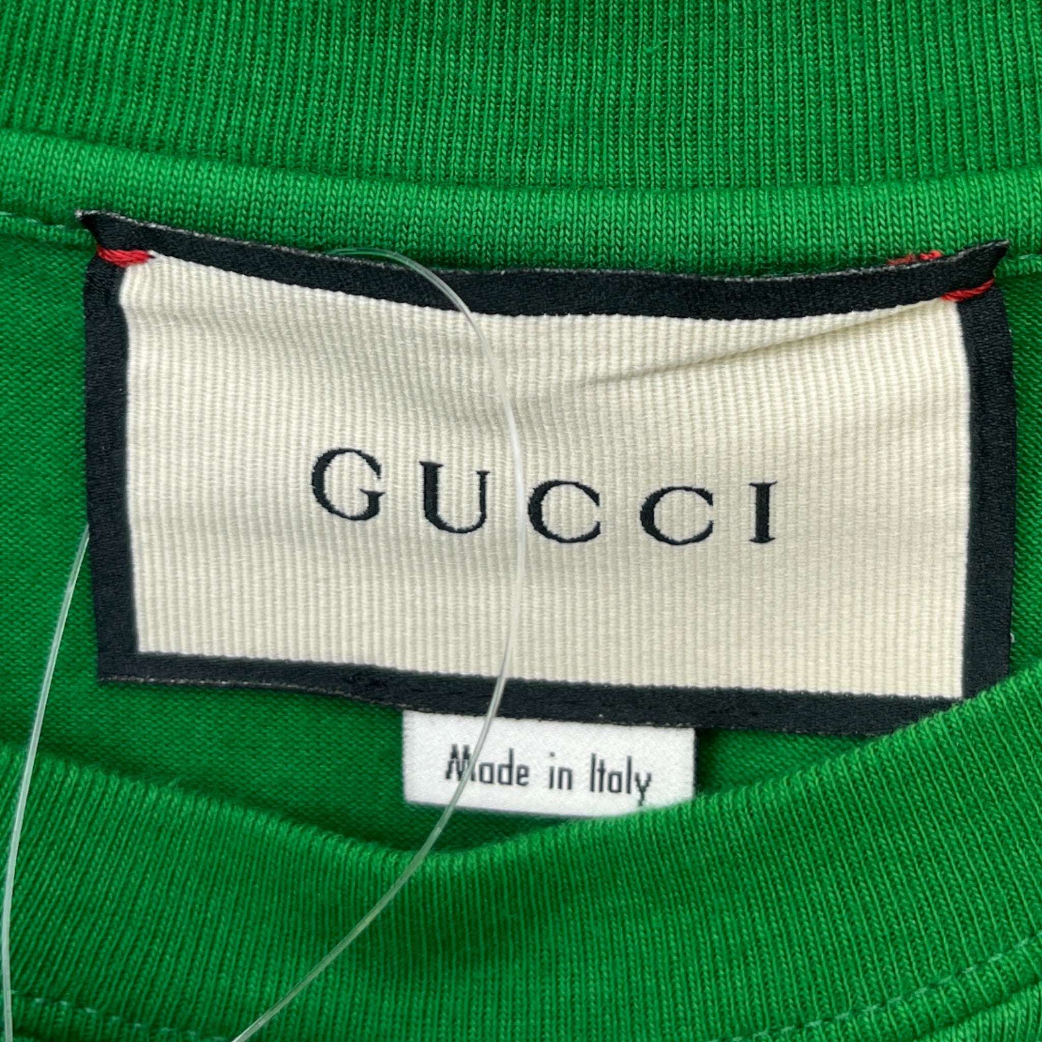 Men's Vertical Logo Print T-Shirt Green Size XS
