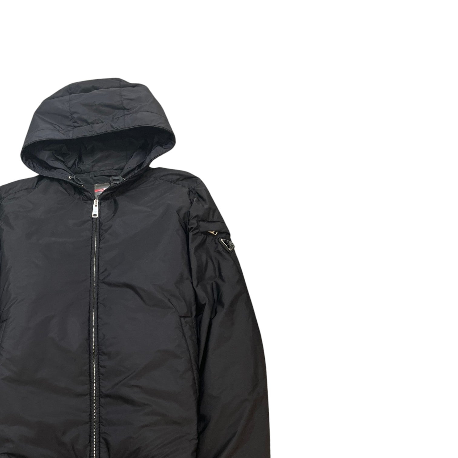 Men's Triangle Logo Plaque Down Jacket Black Size M