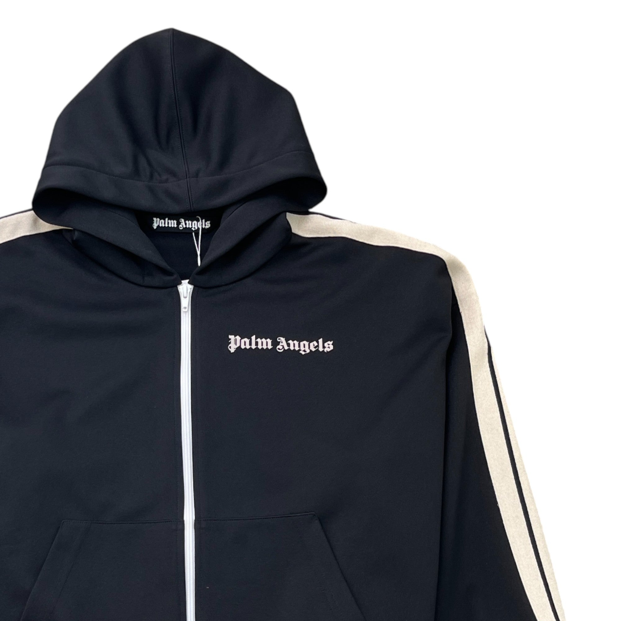 Men's Logo Print Hooded Track Jacket Black Size S