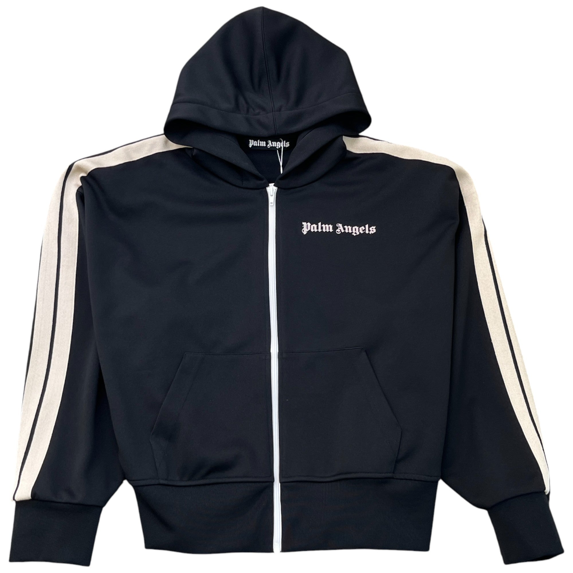 Men's Logo Print Hooded Track Jacket Black Size S