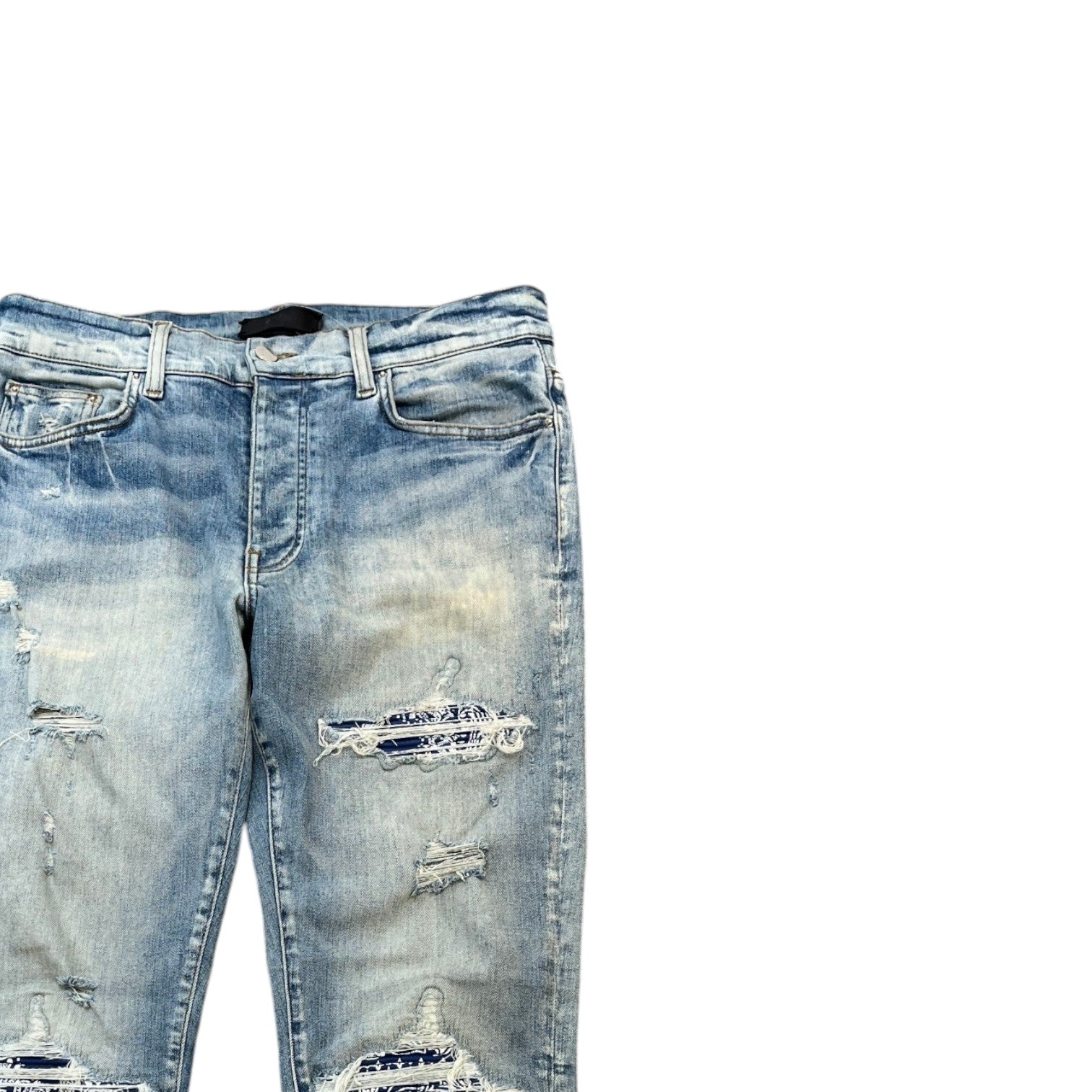 Men's Mx1 Distressed Bandana Jeans Blue Size Waist 32"