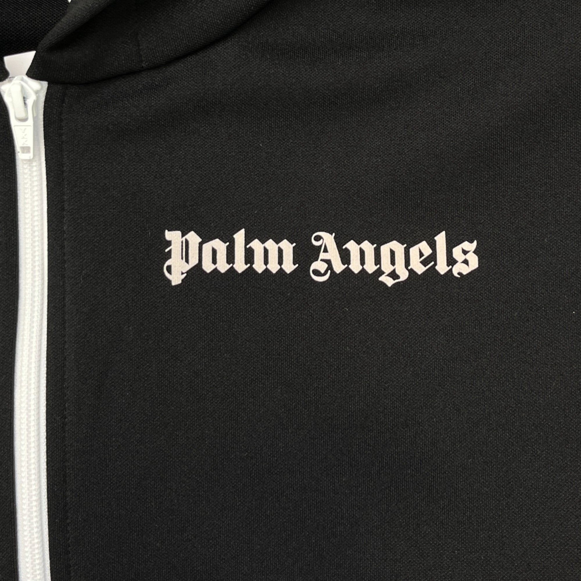 Men's Logo Print Hooded Track Jacket Black Size S