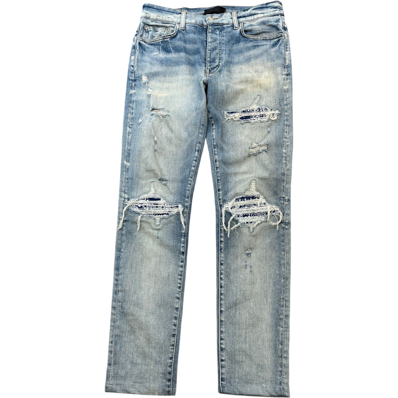 Men's Mx1 Distressed Bandana Jeans Blue Size Waist 32"