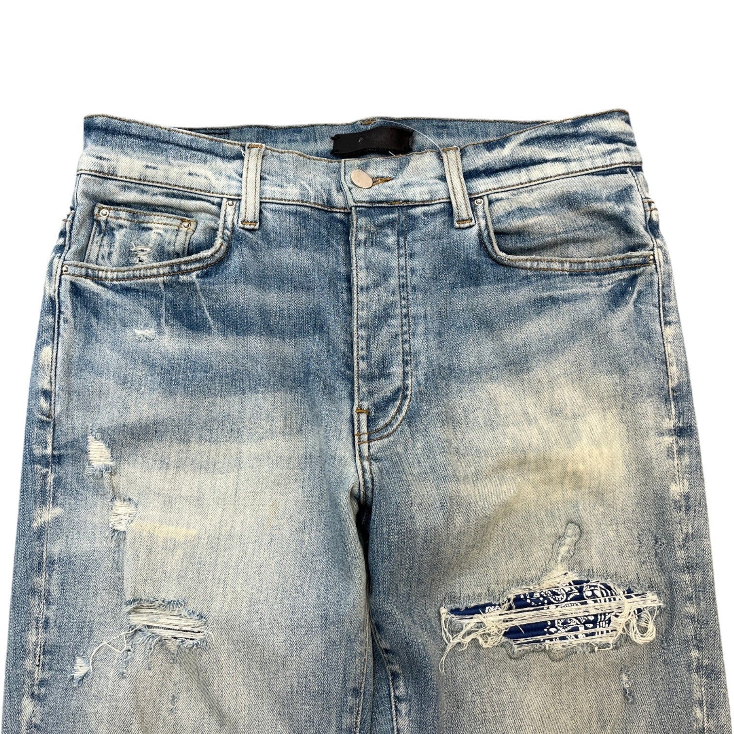 Men's Mx1 Distressed Bandana Jeans Blue Size Waist 32"