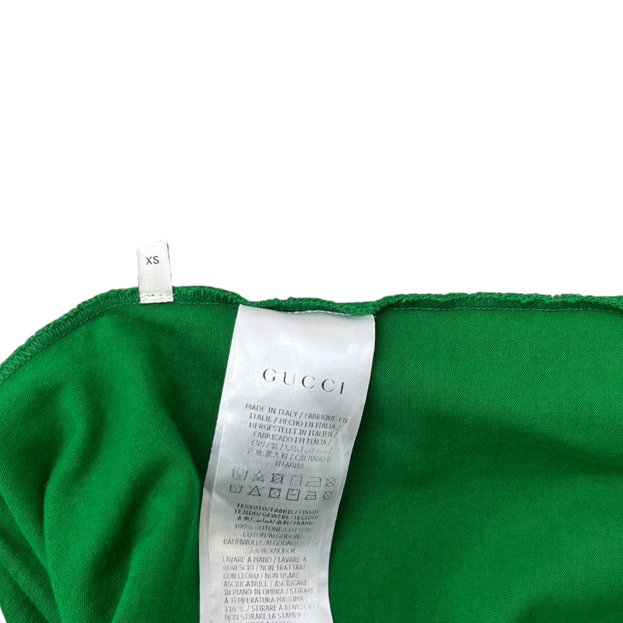 Men's Vertical Logo Print T-Shirt Green Size XS
