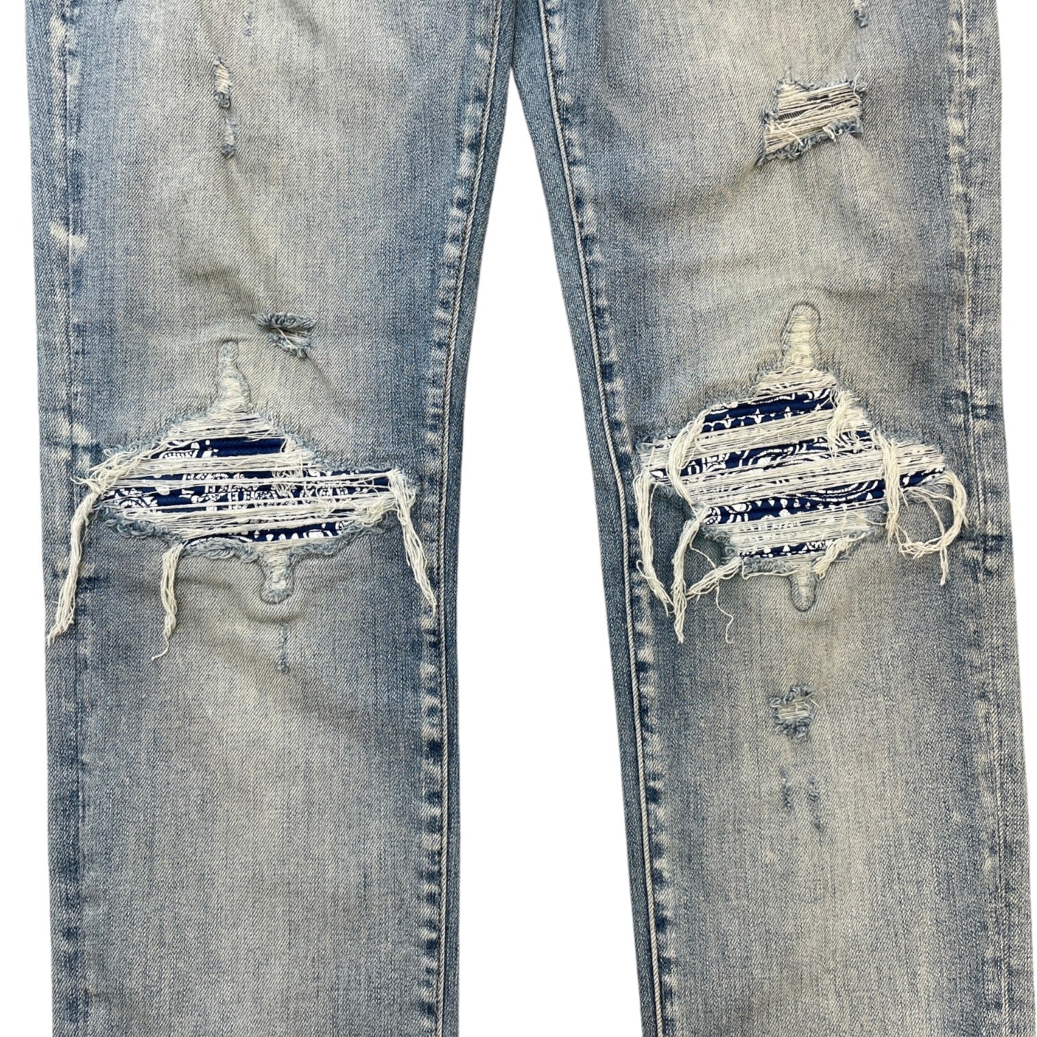 Men's Mx1 Distressed Bandana Jeans Blue Size Waist 32"