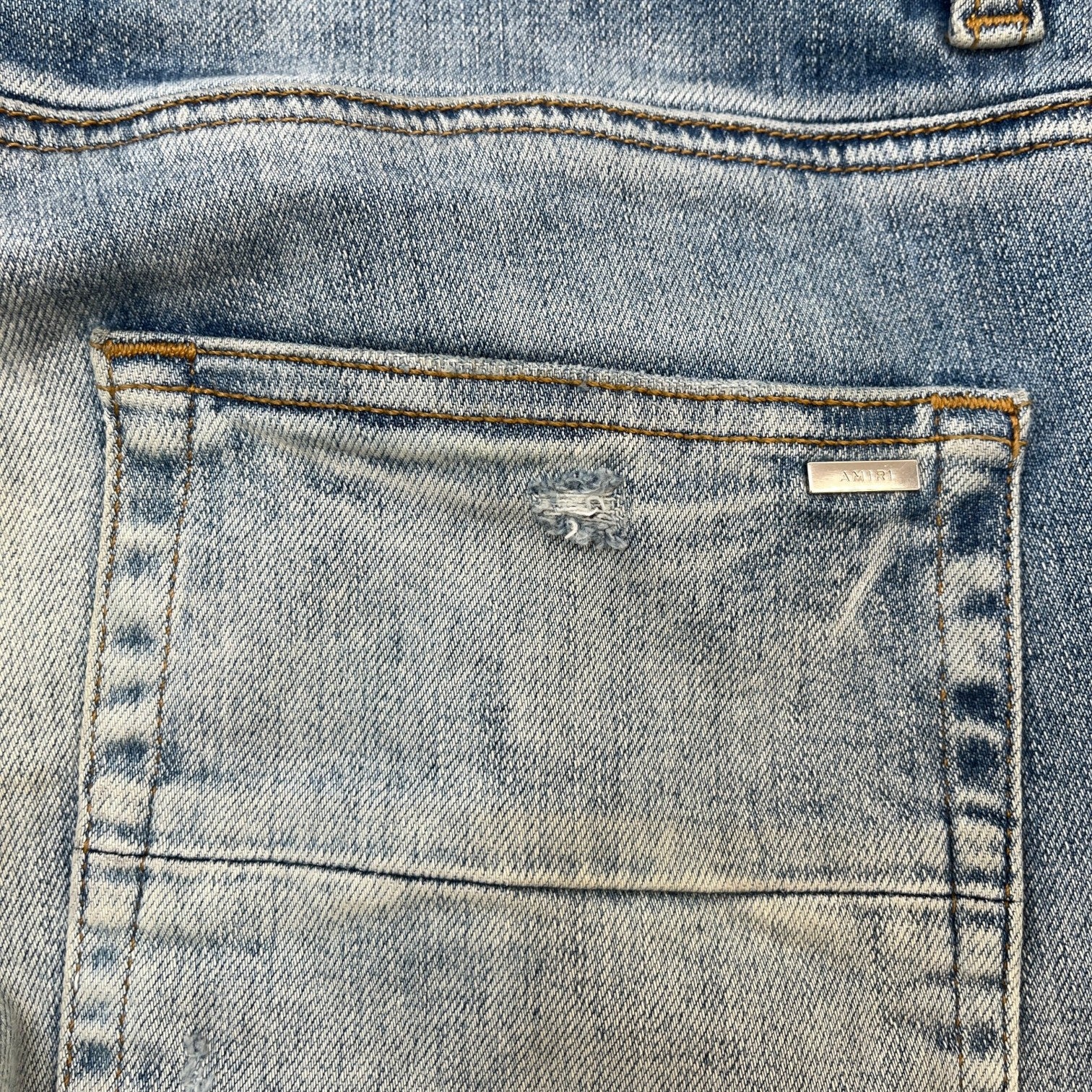 Men's Mx1 Distressed Bandana Jeans Blue Size Waist 32"