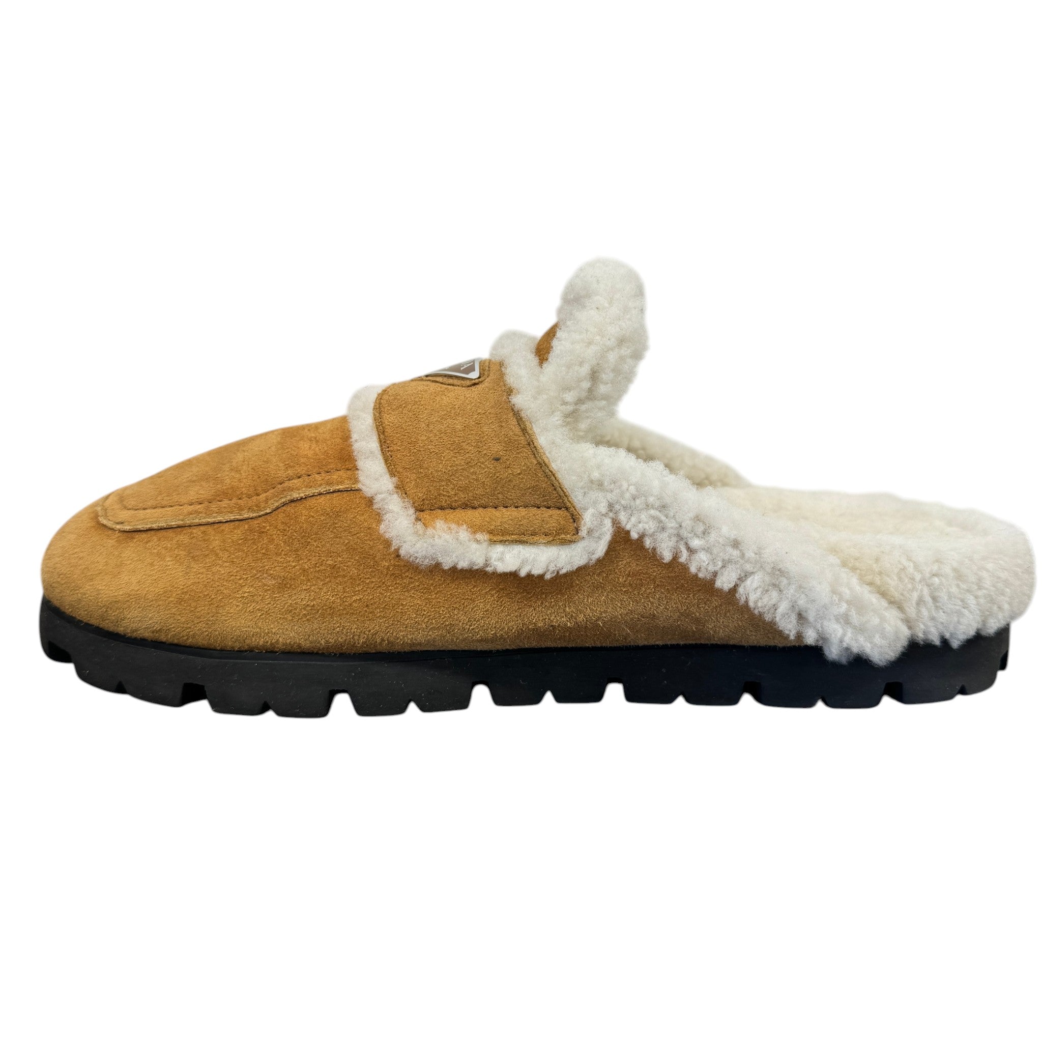 Men's Suede Shearling-Lined Mules Beige Size EU 45 / UK 11