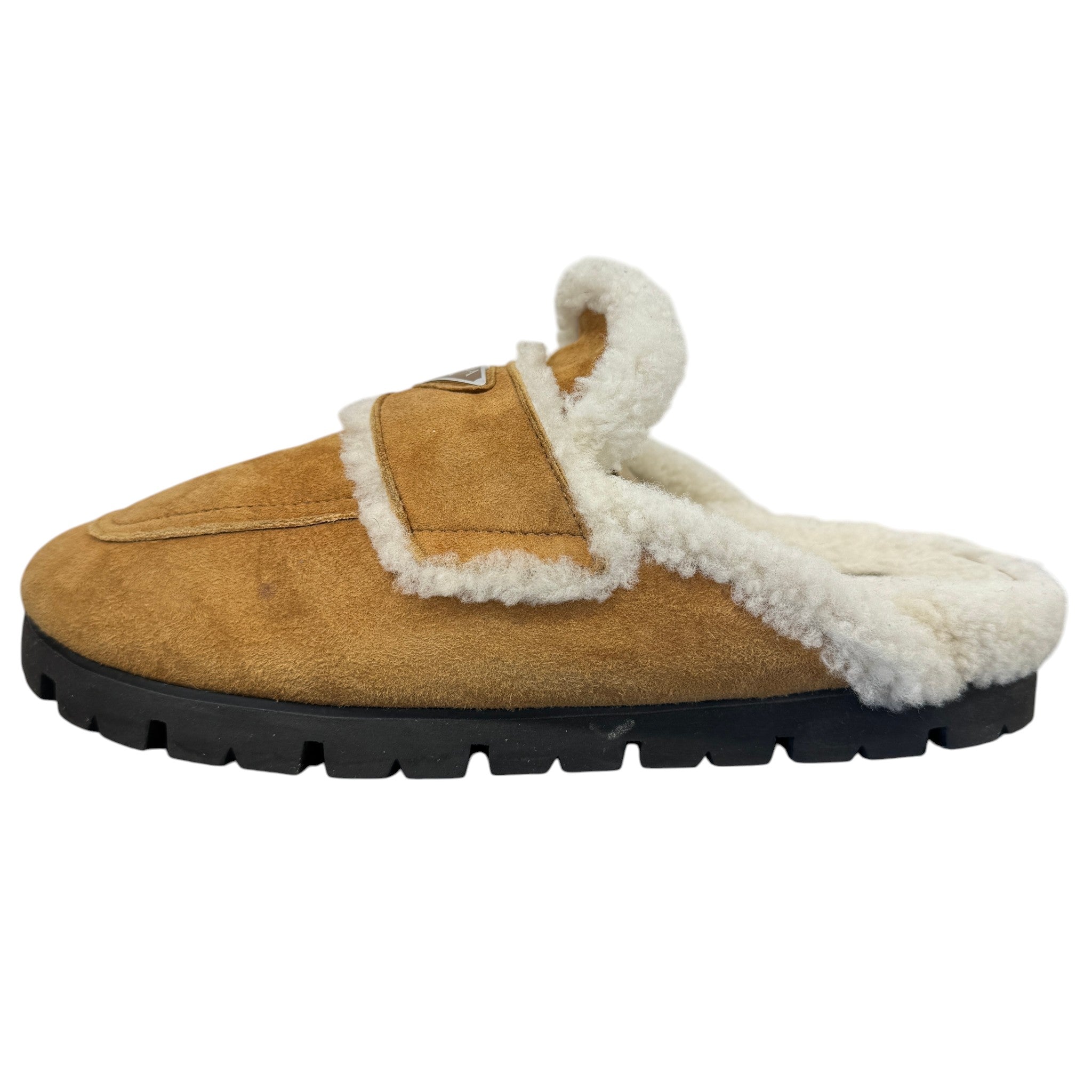 Men's Suede Shearling-Lined Mules Beige Size EU 45 / UK 11