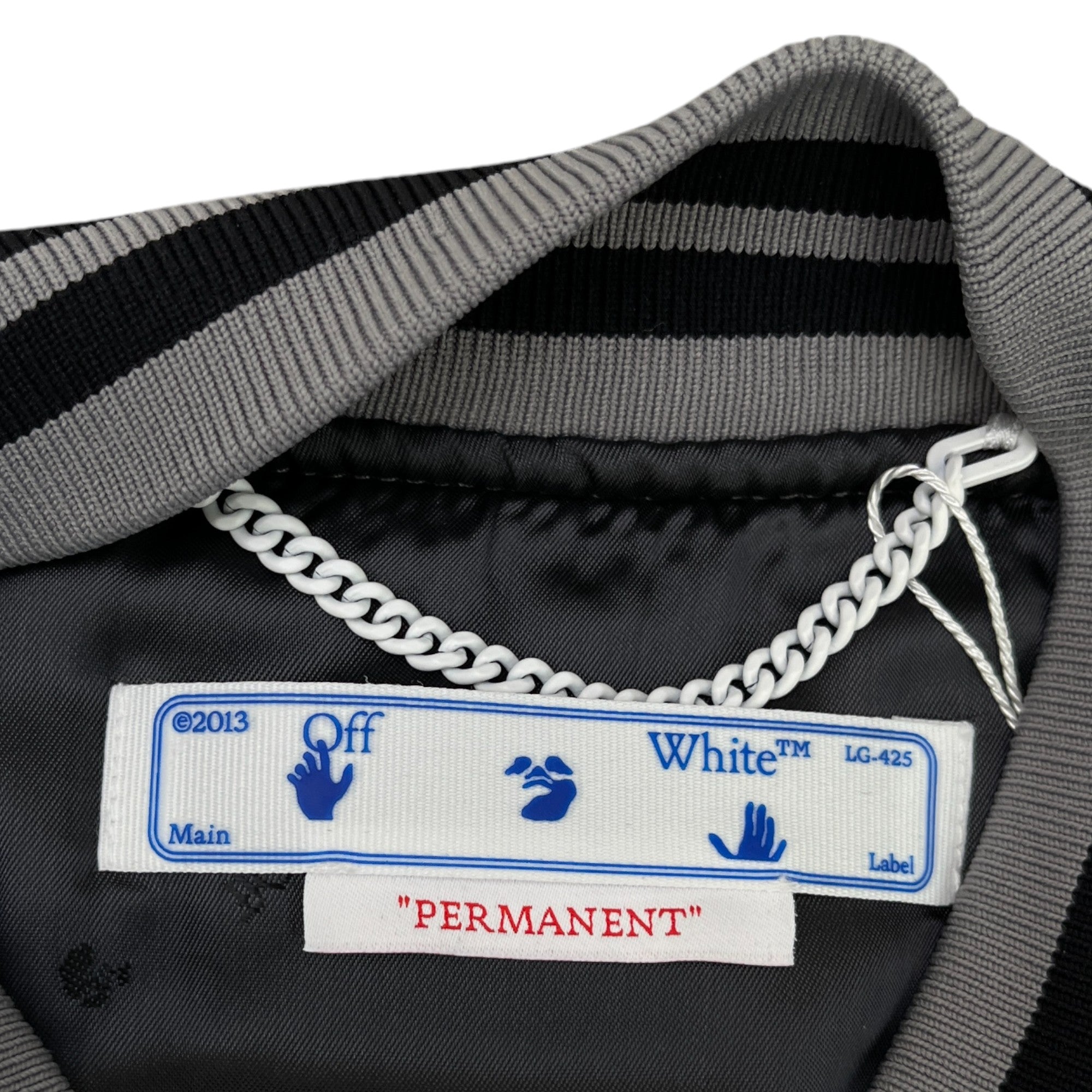 Men's Diag Outline Wool Varsity Jacket Grey Size XL