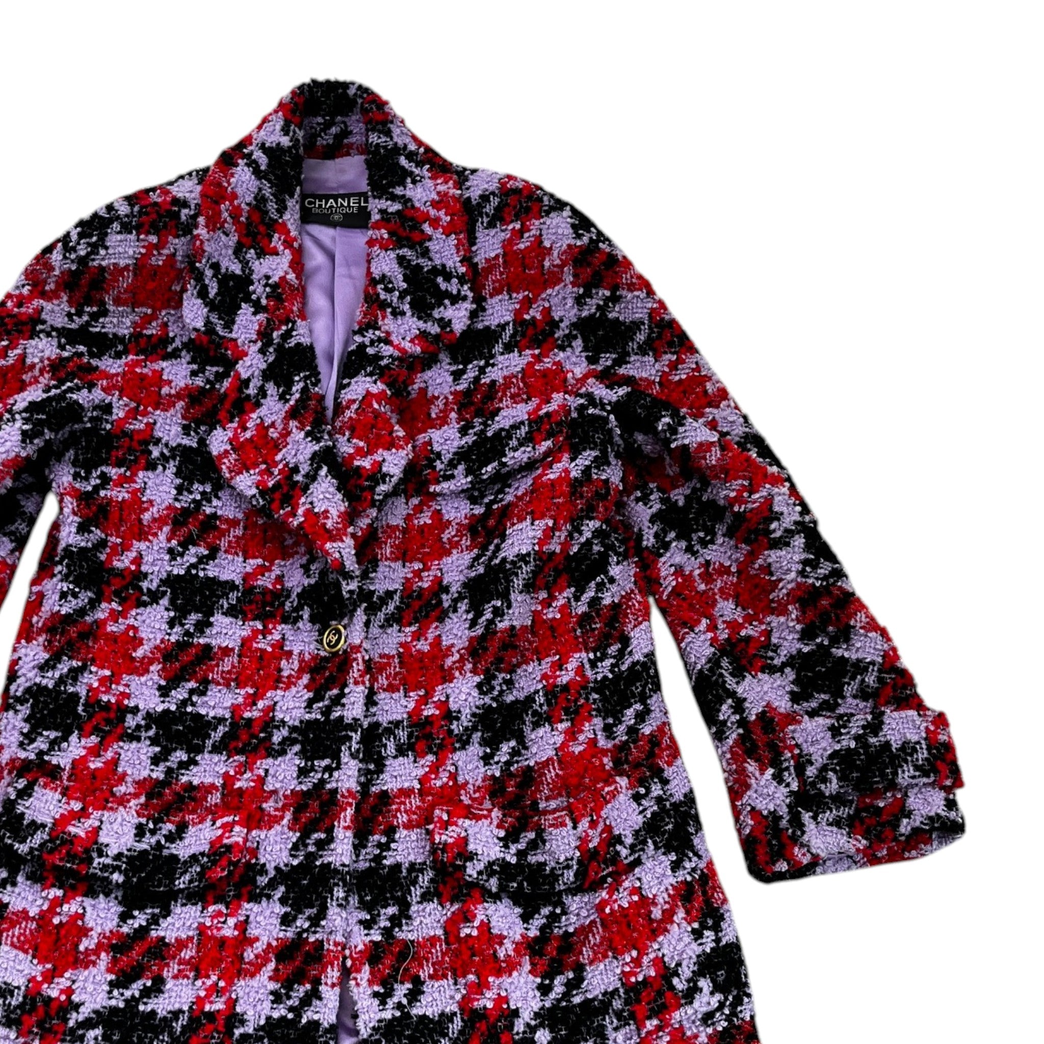 Women's Tweed Houndstooth Alapaca Blend Jacket Pink Size M