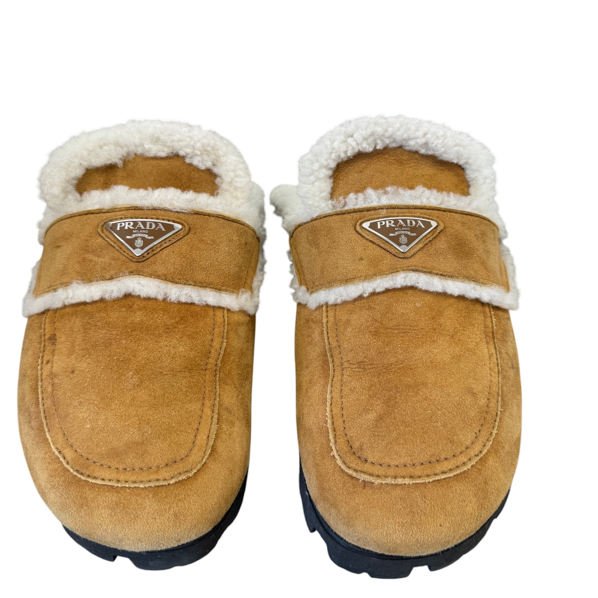 Men's Suede Shearling-Lined Mules Beige Size EU 45 / UK 11