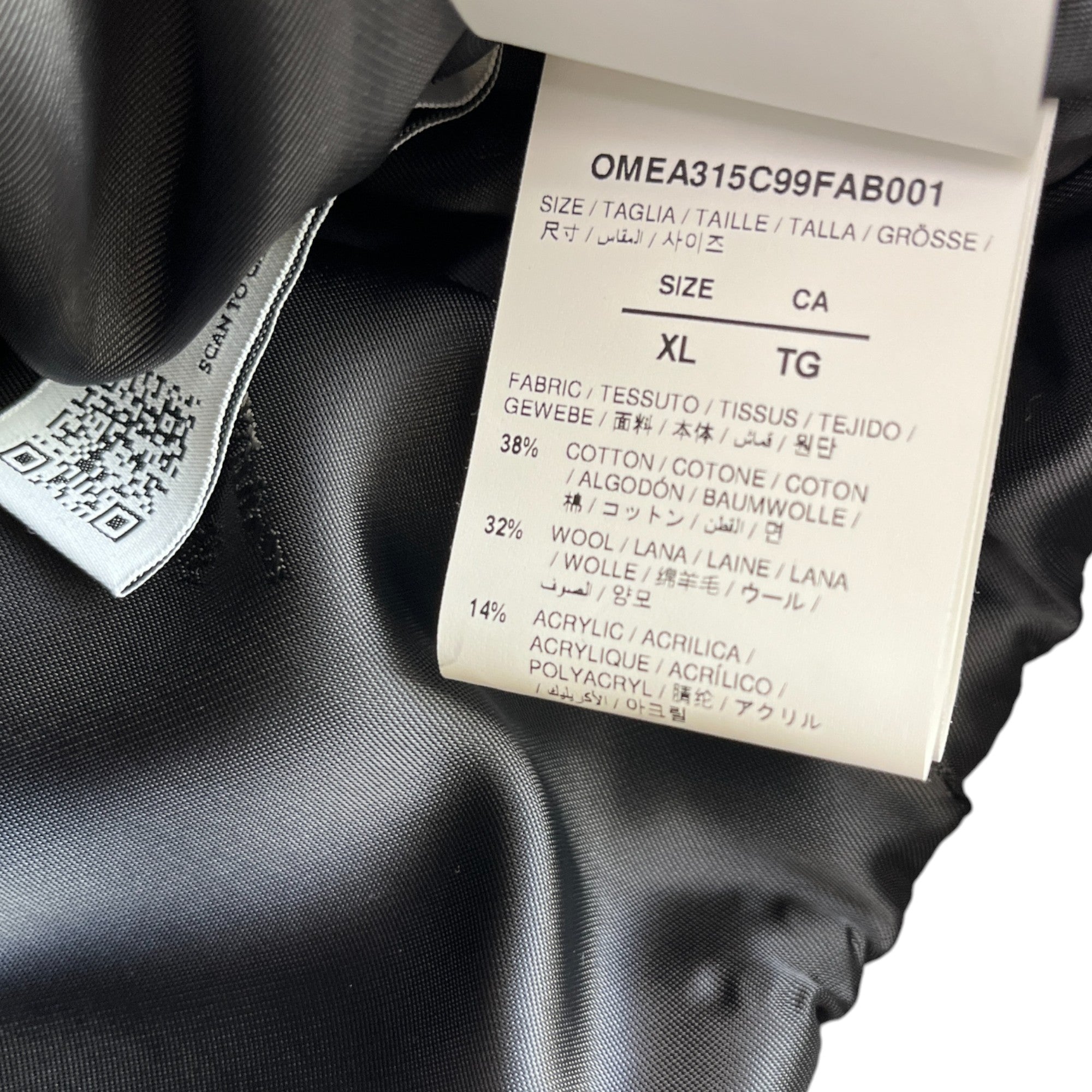 Men's Diag Outline Wool Varsity Jacket Grey Size XL