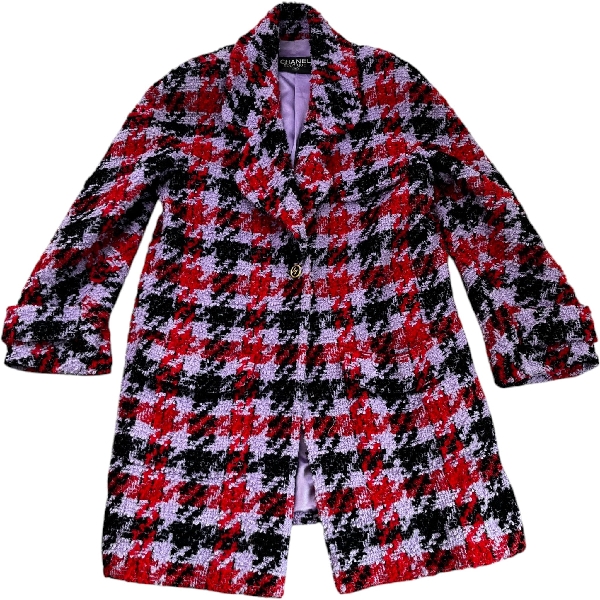 Women's Tweed Houndstooth Alapaca Blend Jacket Pink Size M
