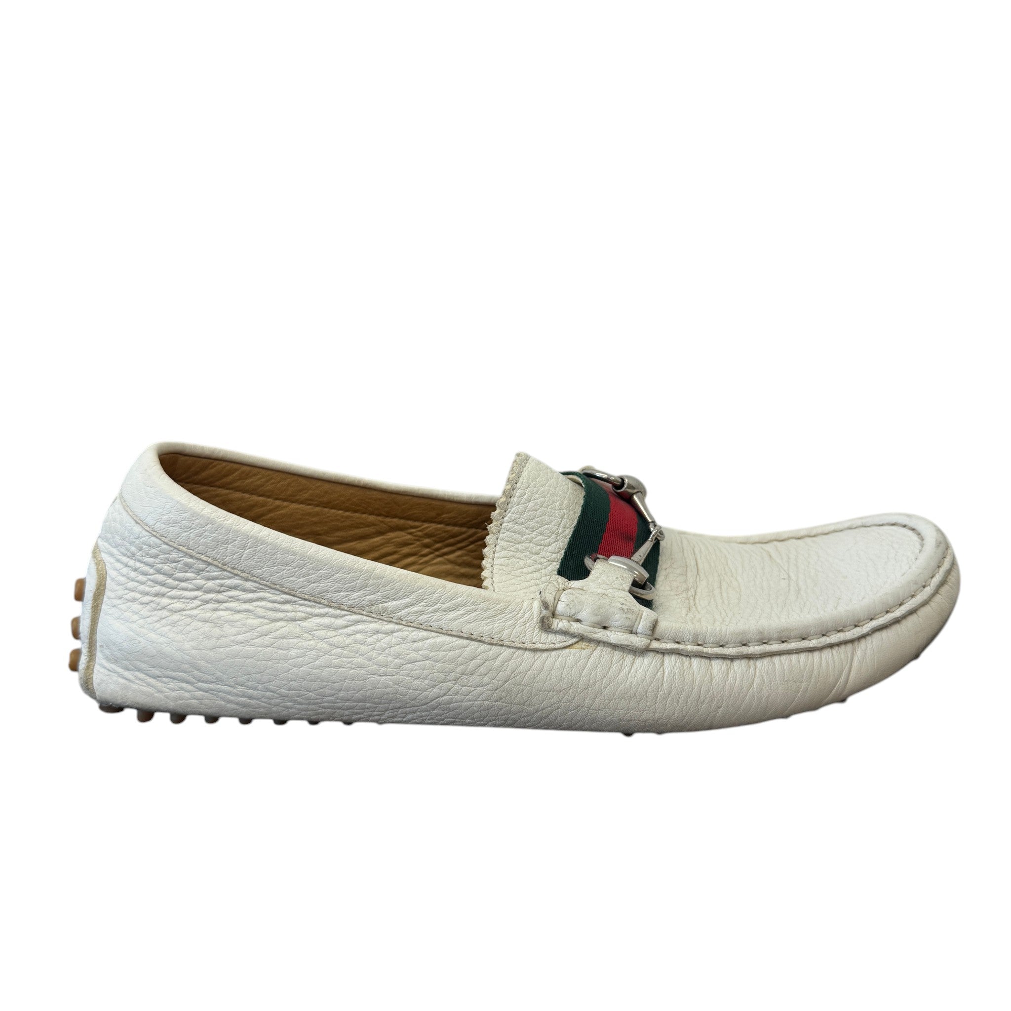Men's Horsebit Driving Loafers White Size EU 40 / UK 6