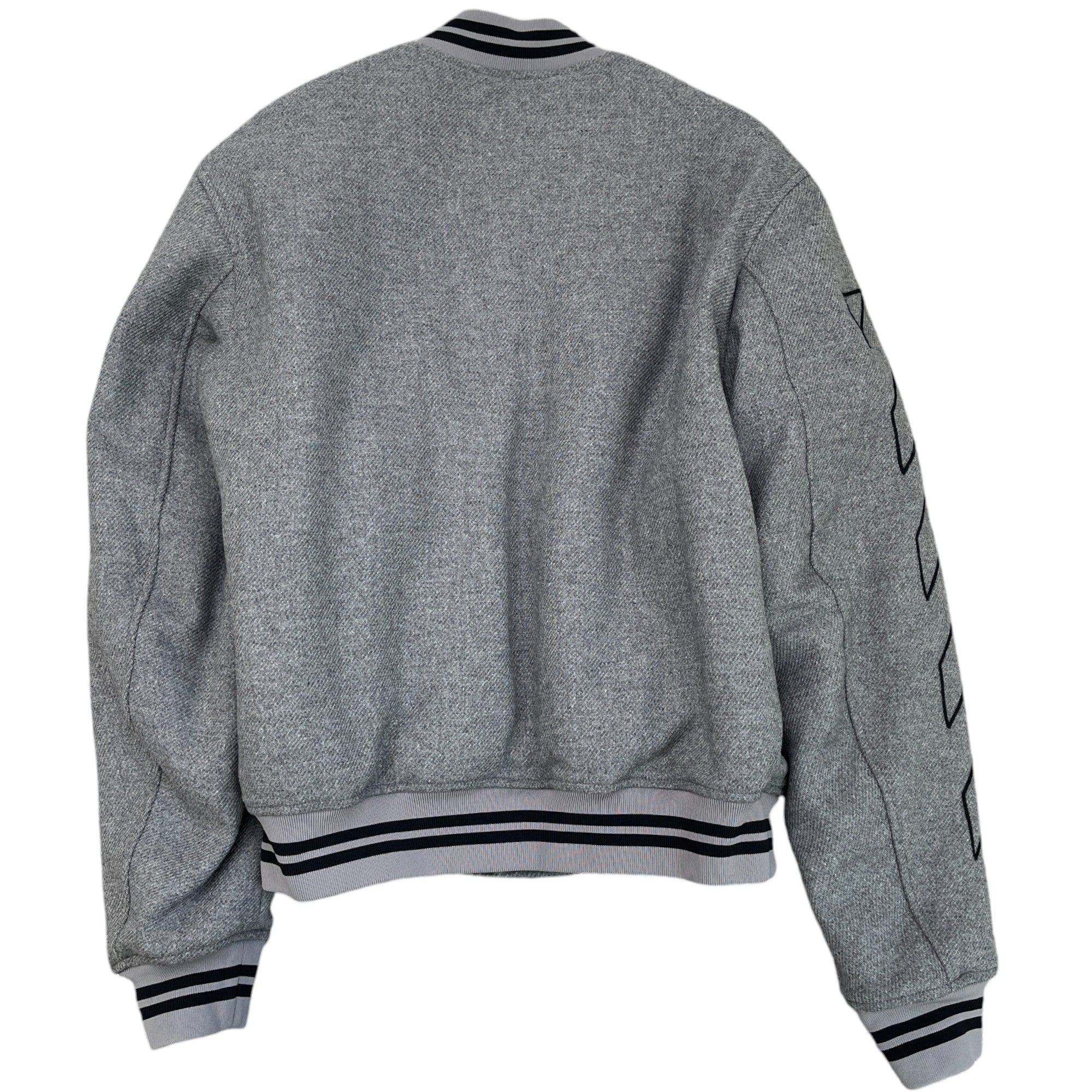 Men's Diag Outline Wool Varsity Jacket Grey Size XL