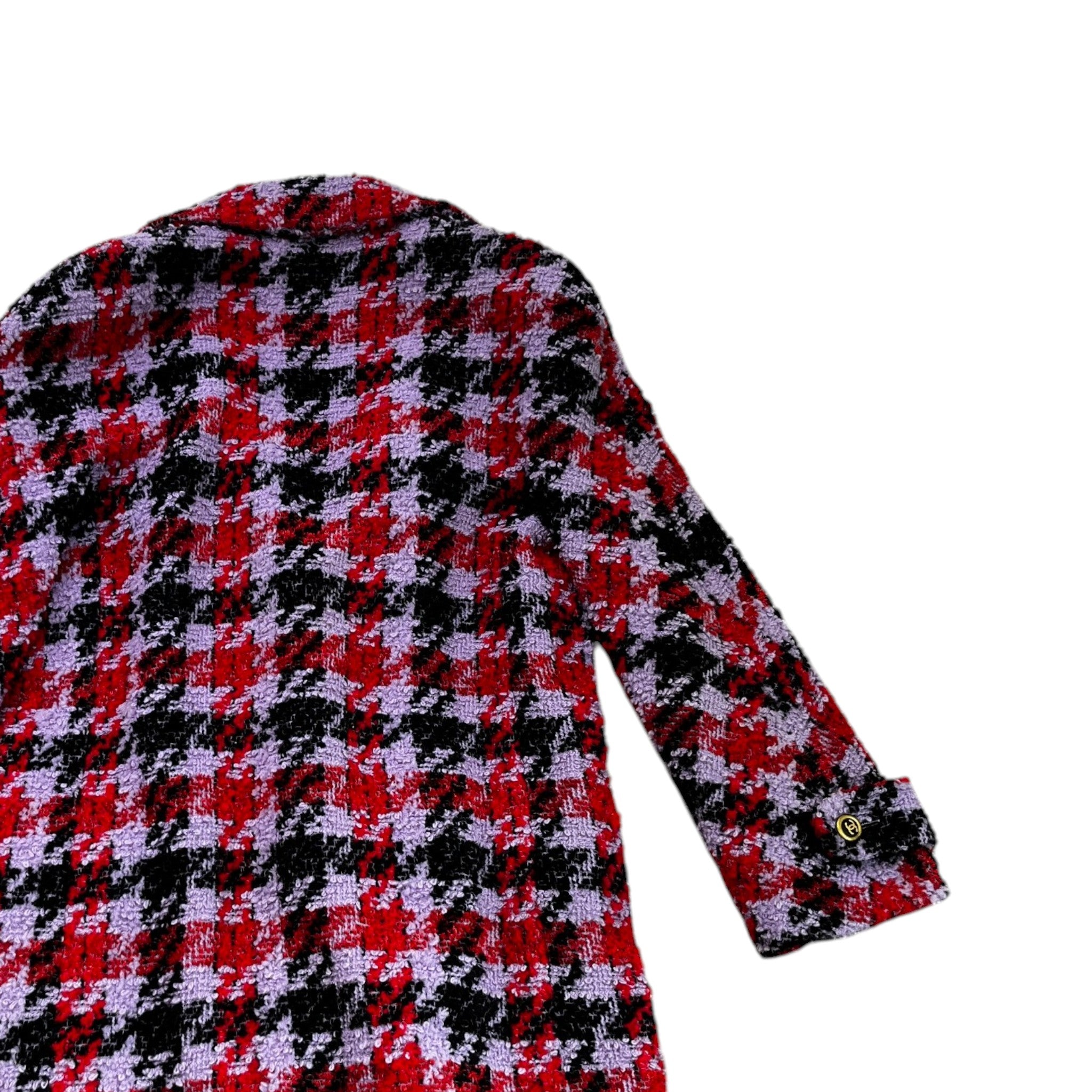 Women's Tweed Houndstooth Alapaca Blend Jacket Pink Size M