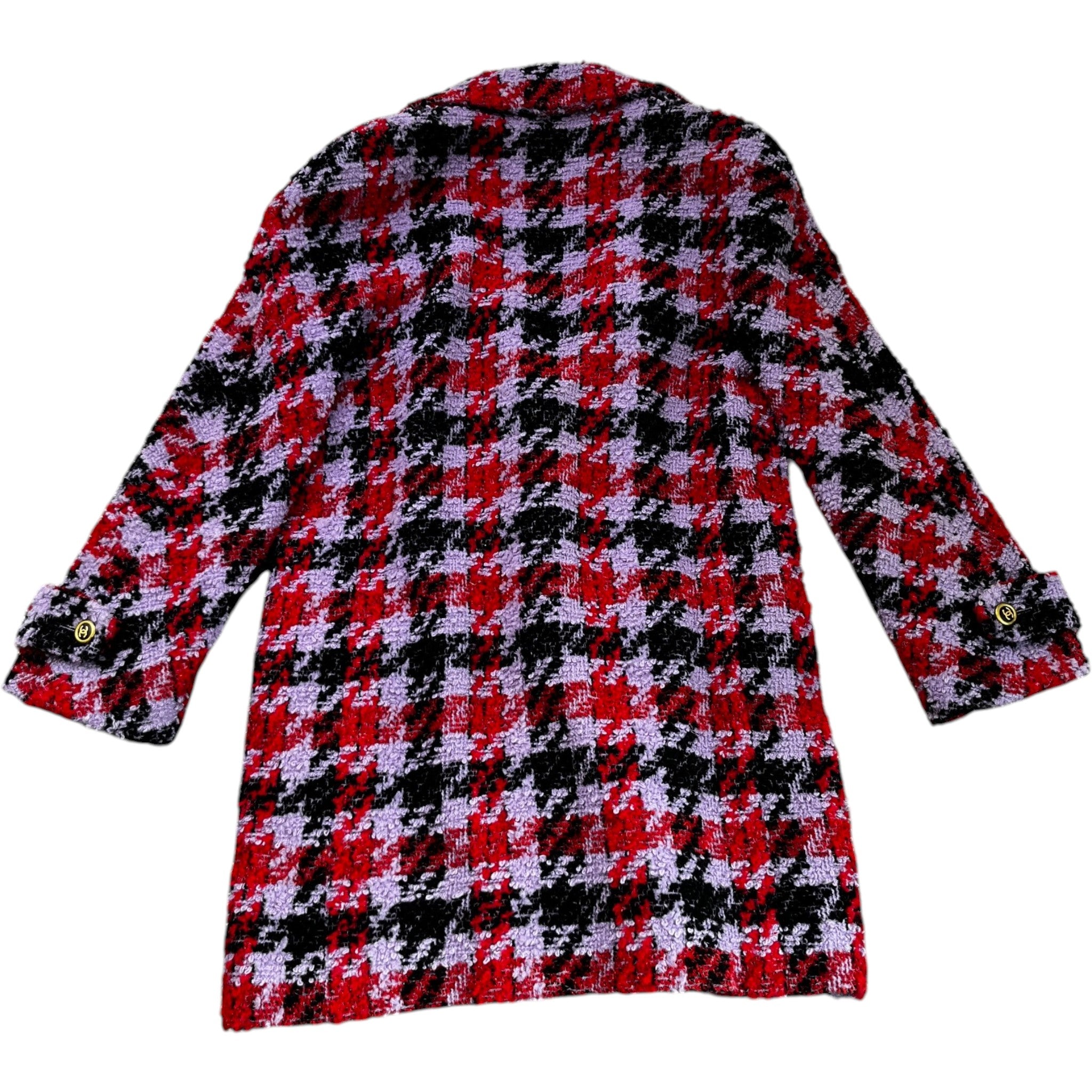 Women's Tweed Houndstooth Alapaca Blend Jacket Pink Size M