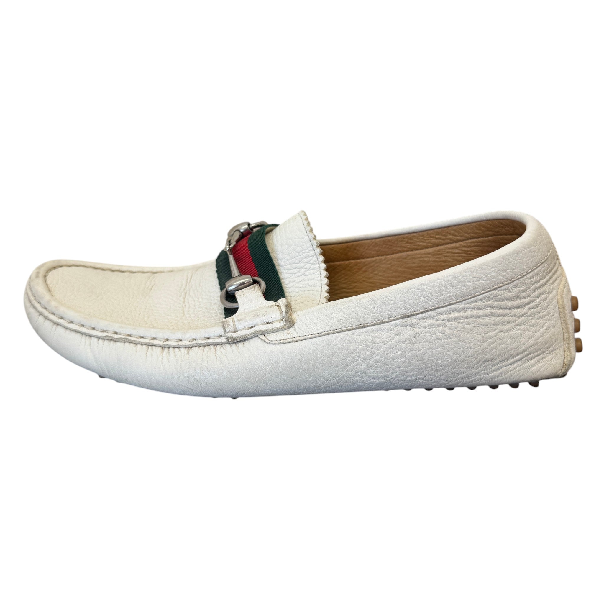 Men's Horsebit Driving Loafers White Size EU 40 / UK 6