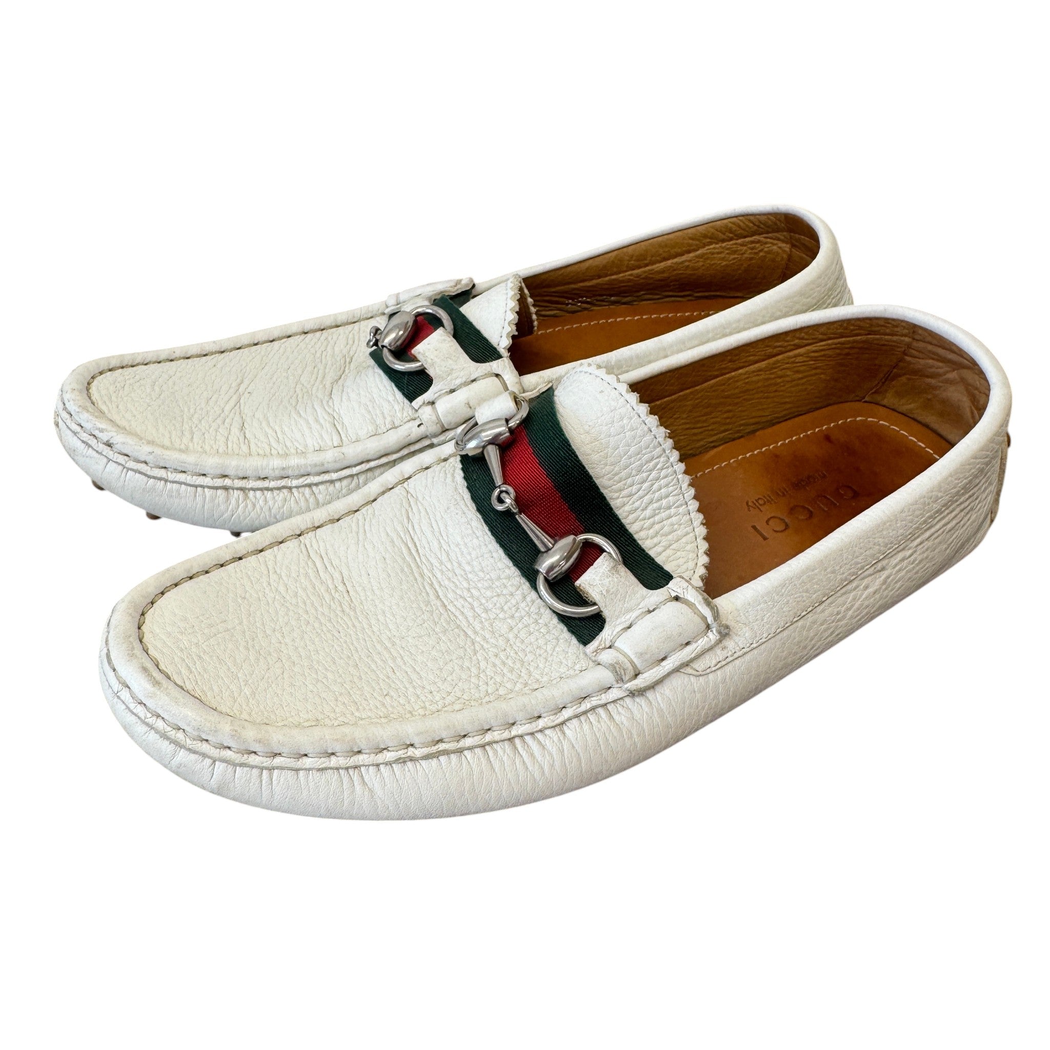 Men's Horsebit Driving Loafers White Size EU 40 / UK 6