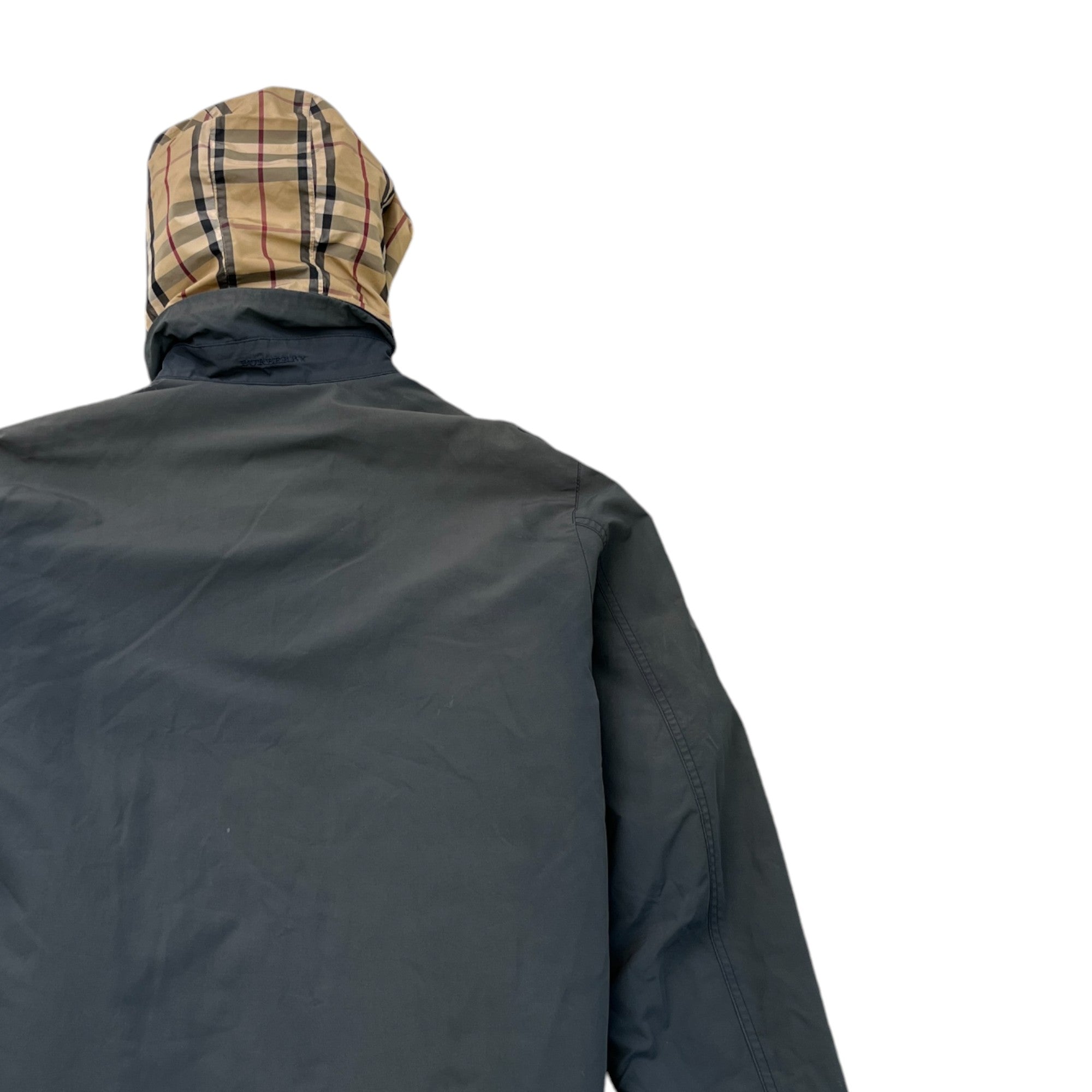 Men's Checkered Zip Up Jacket Grey Size XL