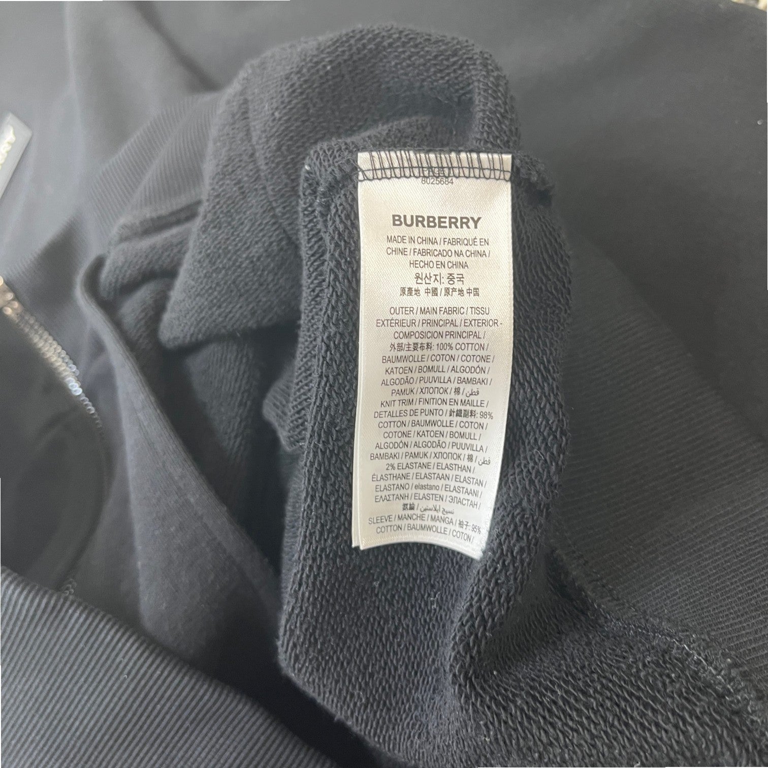 Men's Checkered Sleeve Hoodie Black Size XL