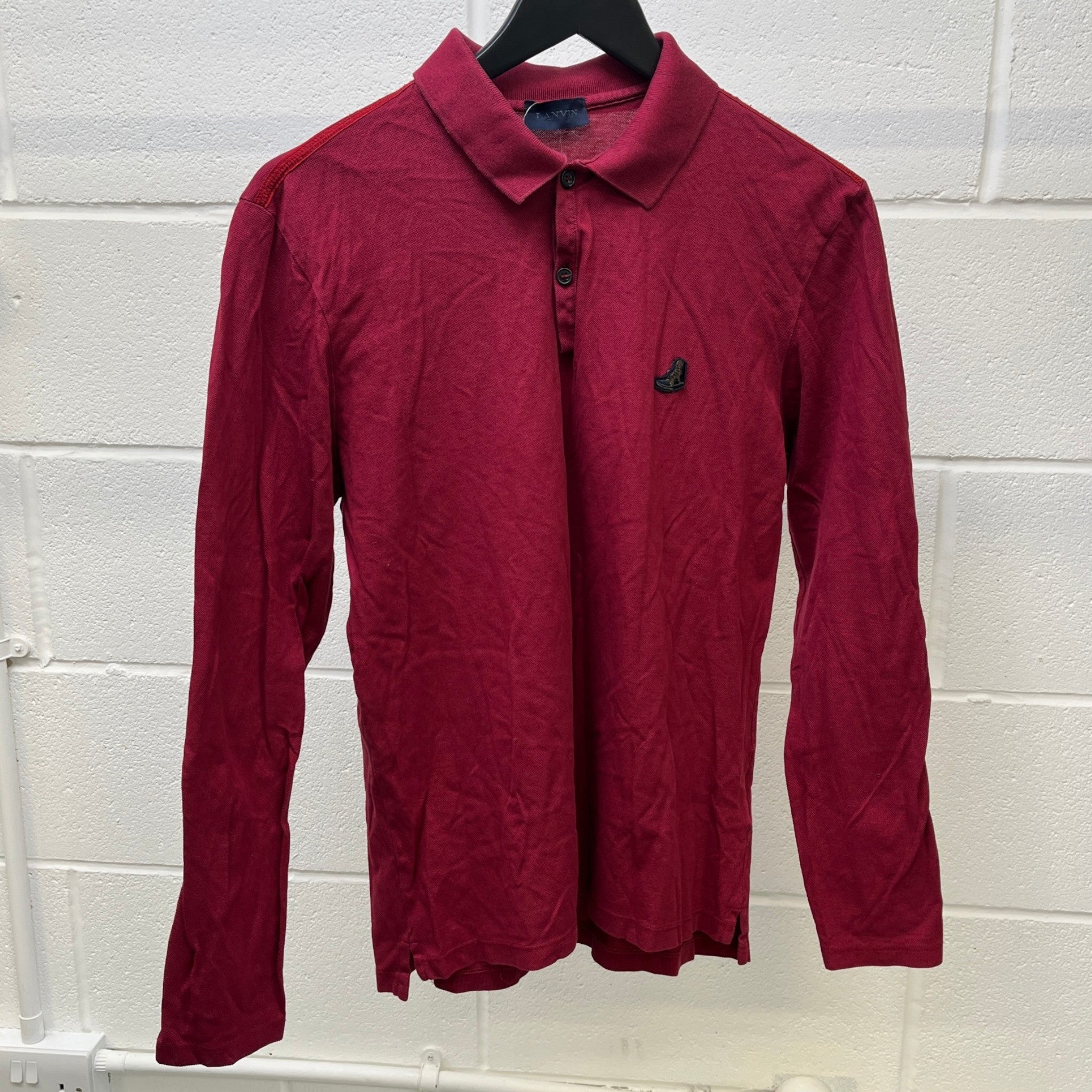 Men's Embroidered Logo Polo Shirt Burgundy Size S
