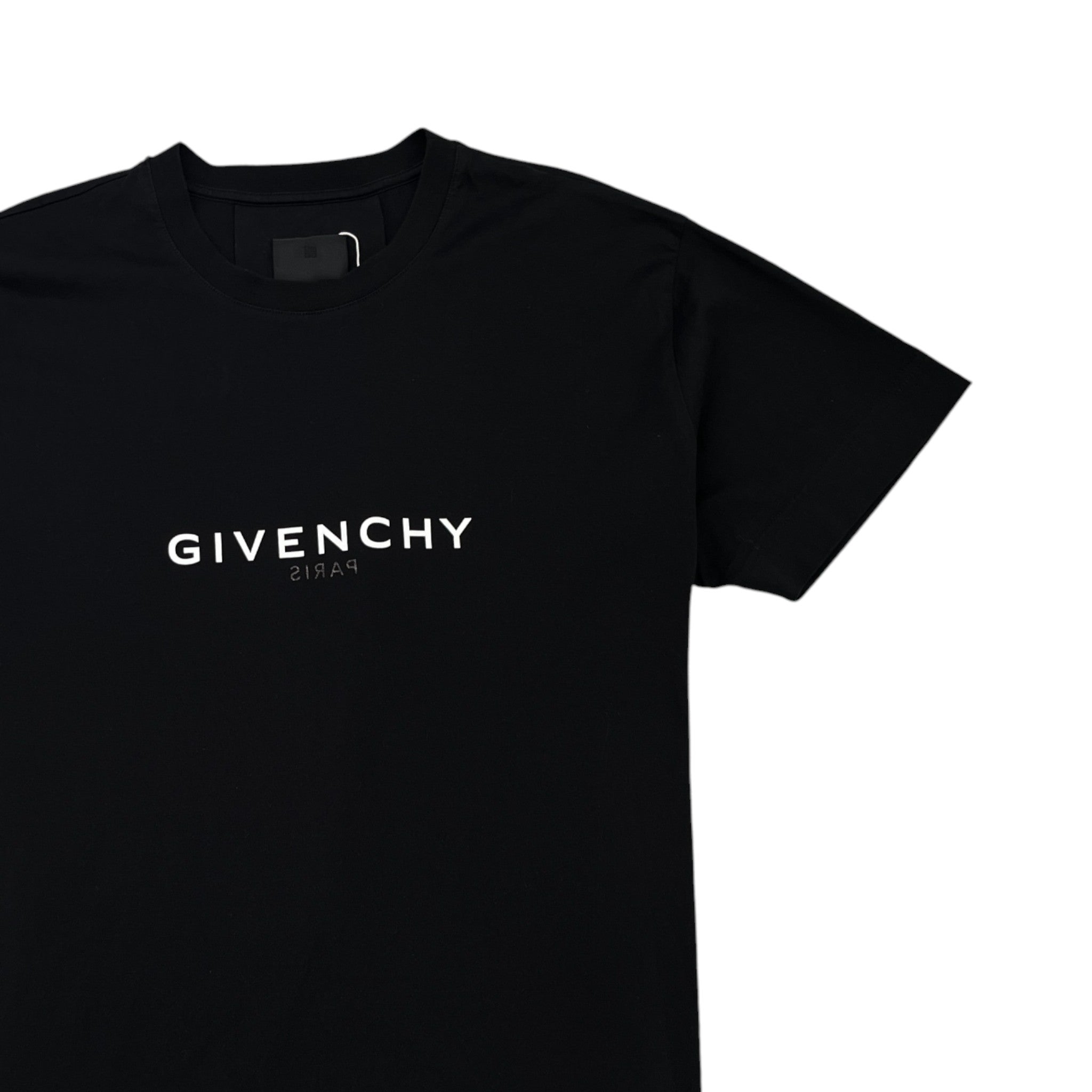 Men's Oversized Reverse Logo Print T-Shirt Black Size S