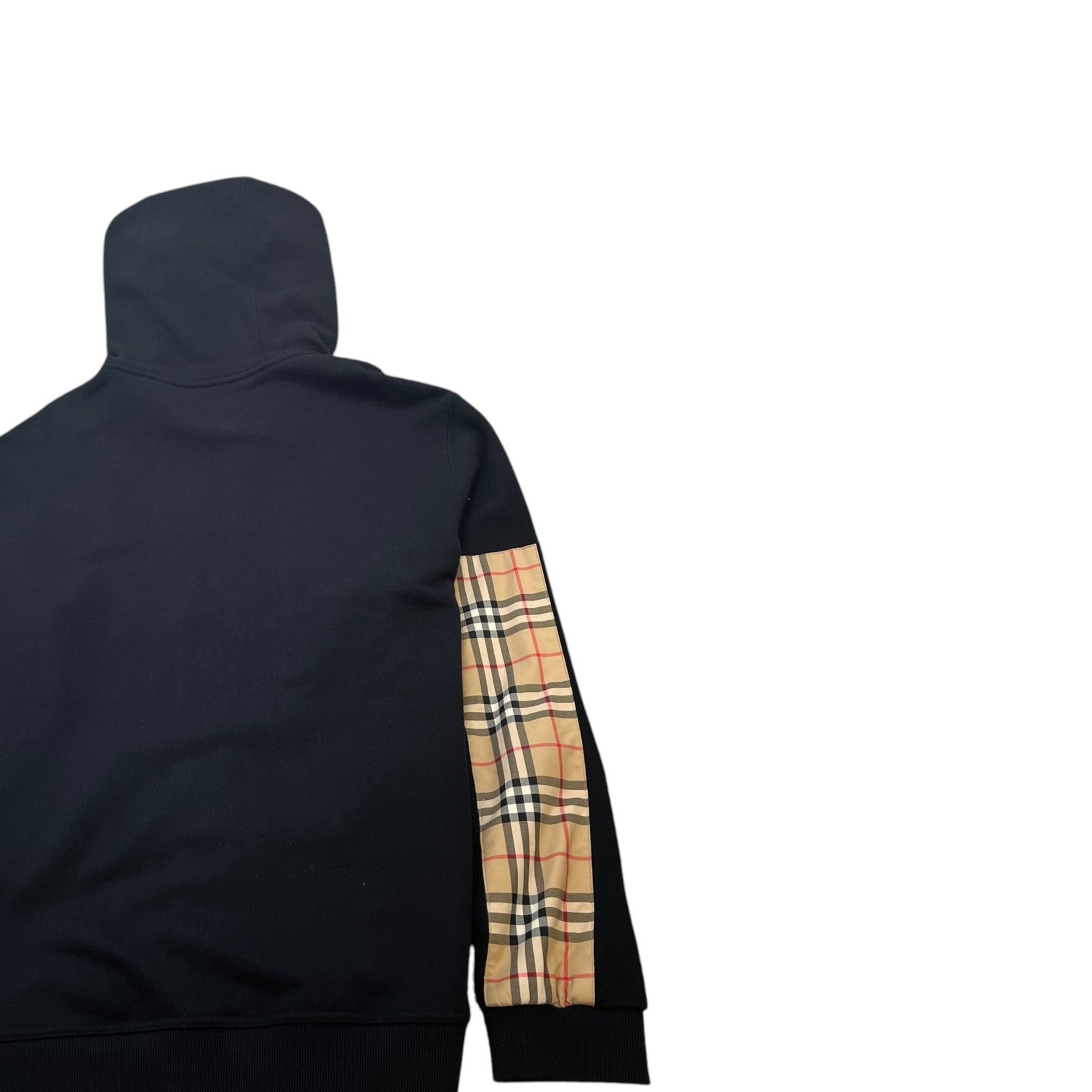 Men's Checkered Sleeve Hoodie Black Size XL