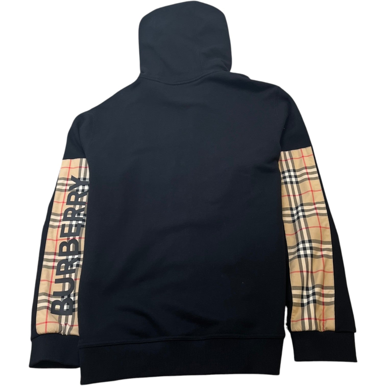 Men's Checkered Sleeve Hoodie Black Size XL