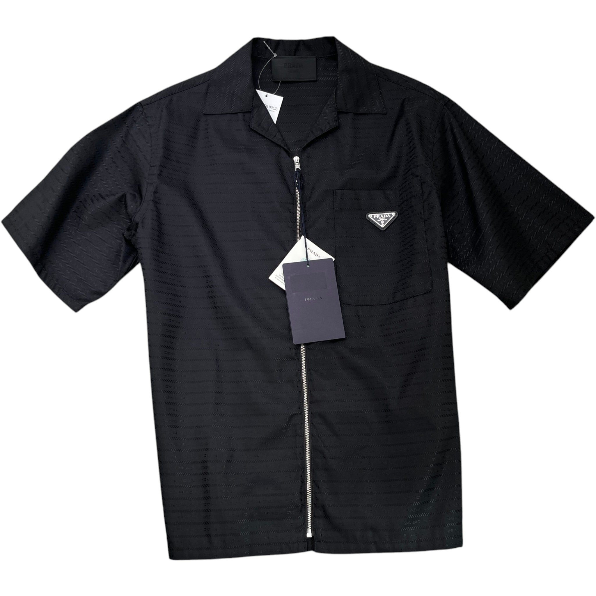 Men's Plaque Logo Short Sleeve Shirt Black Size S