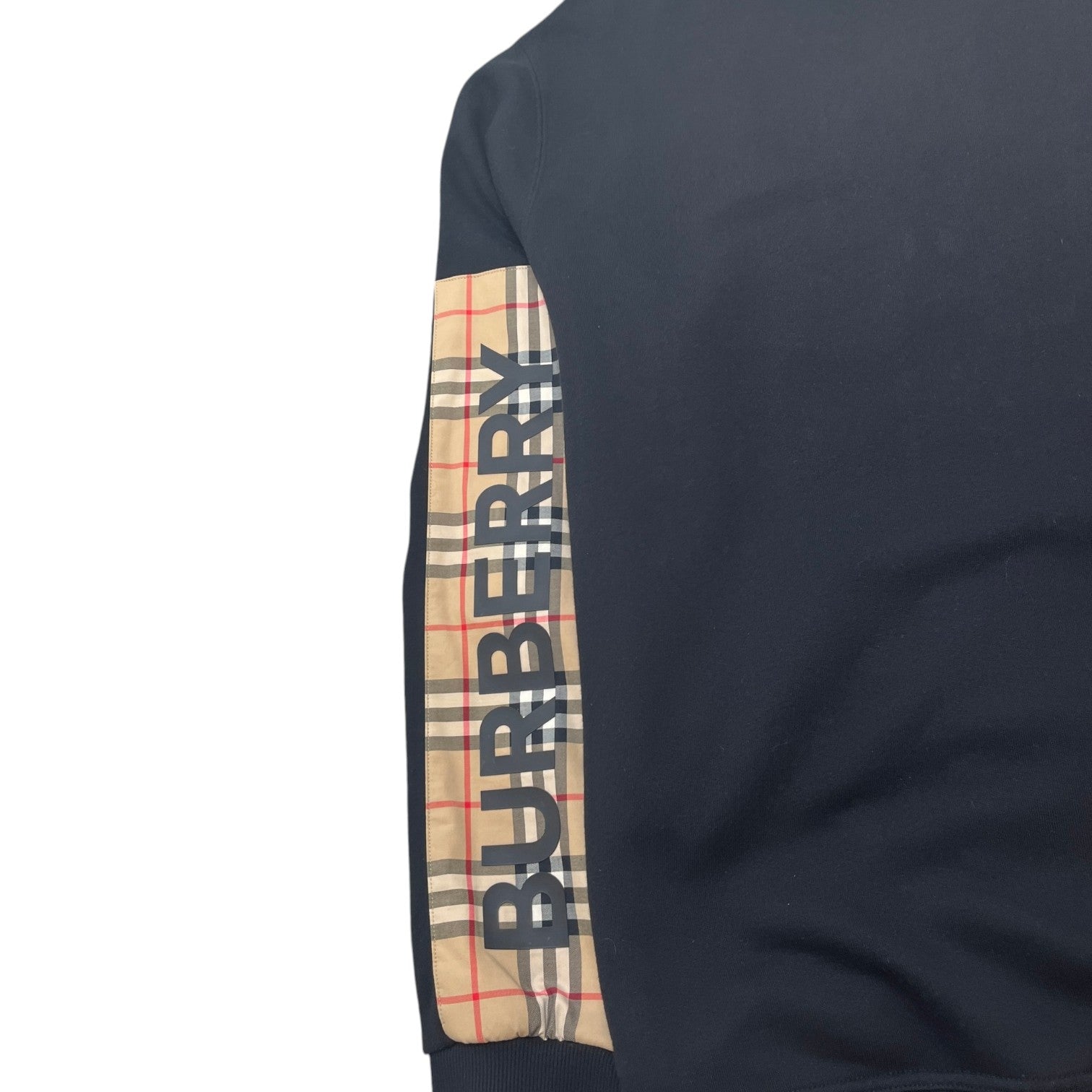 Men's Checkered Sleeve Hoodie Black Size XL