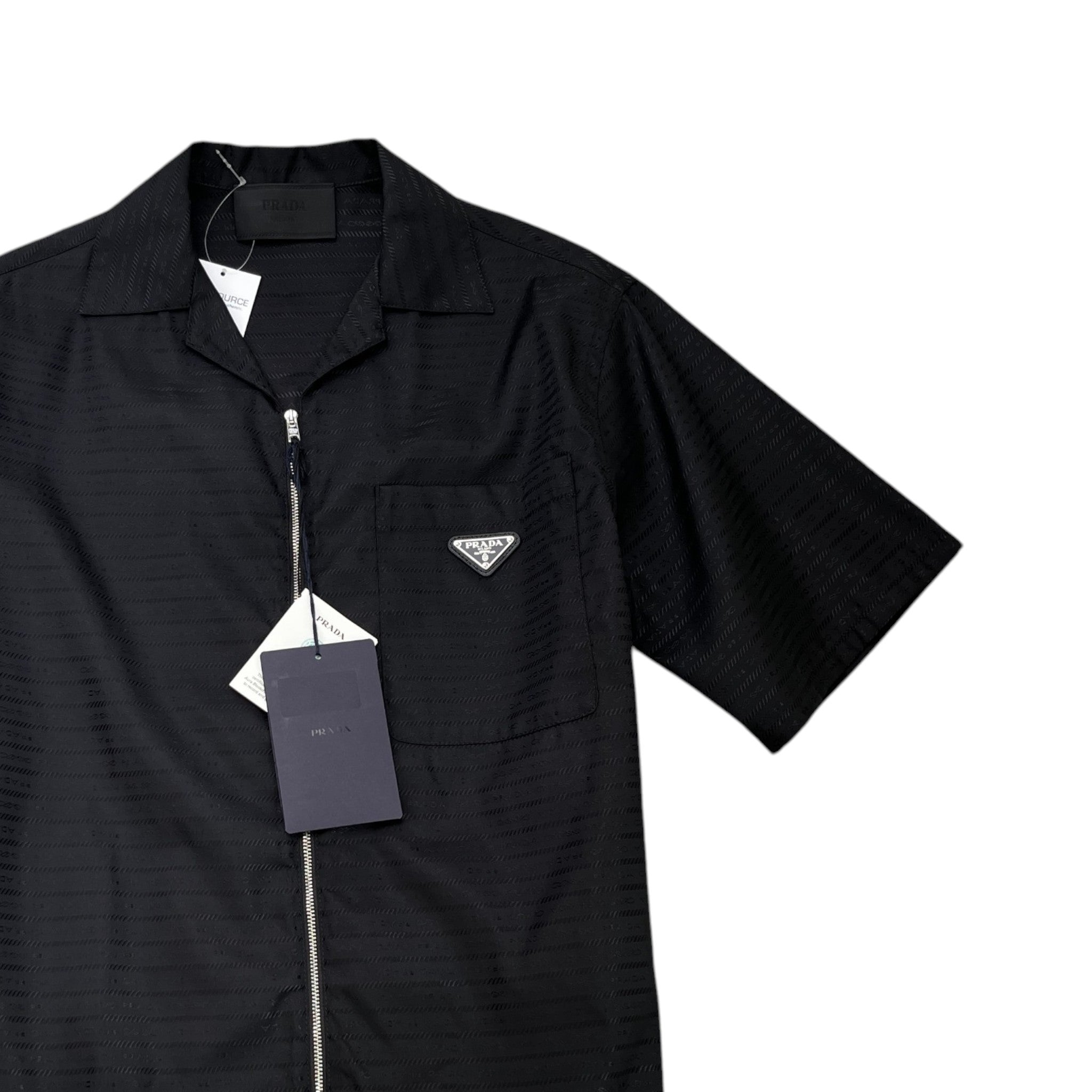 Men's Plaque Logo Short Sleeve Shirt Black Size S