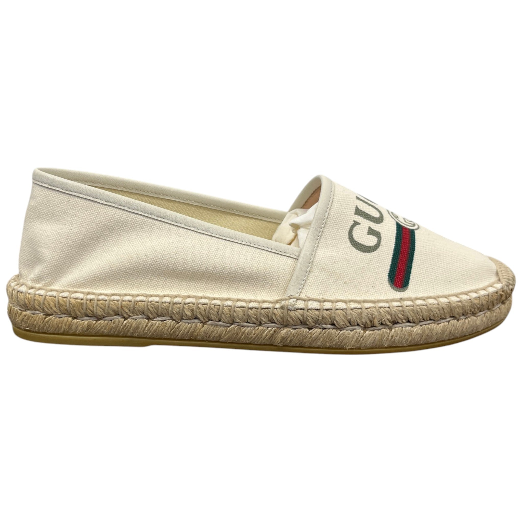 Women's Logo Print Espadrilles Cream Size EU 40 / UK 7