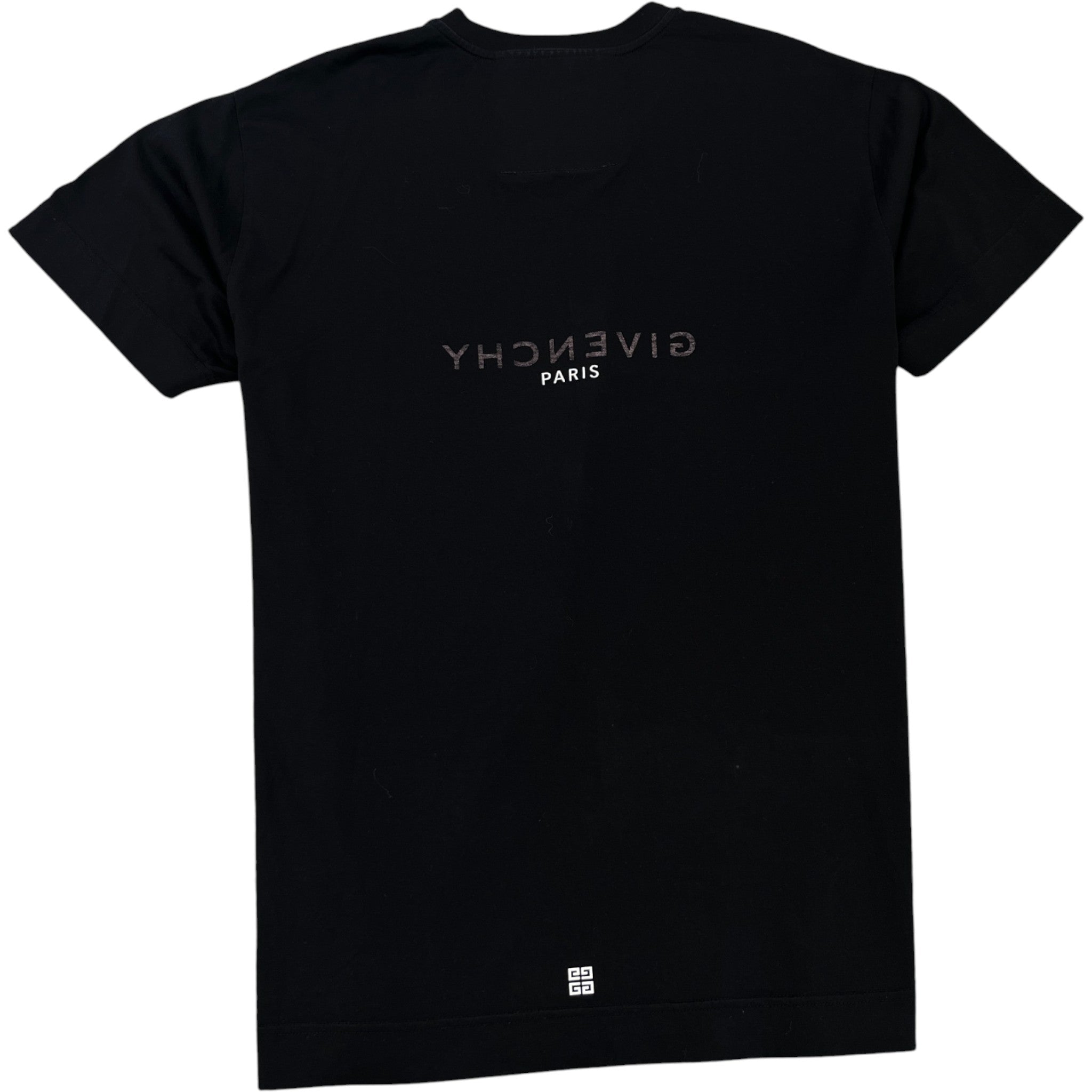 Men's Oversized Reverse Logo Print T-Shirt Black Size S
